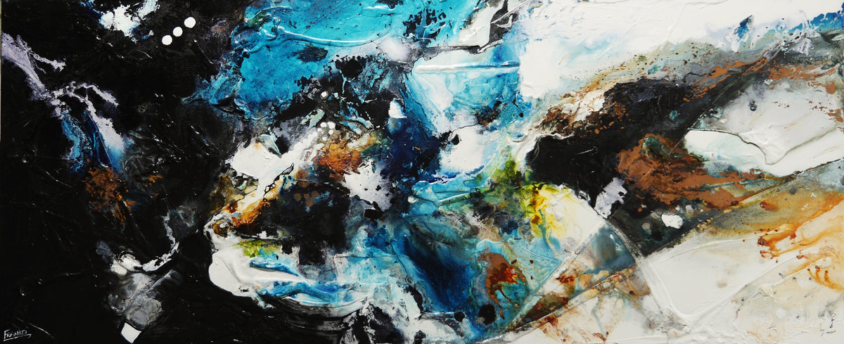 Infused Potion 240cm x 100cm Teal Textured Abstract Painting