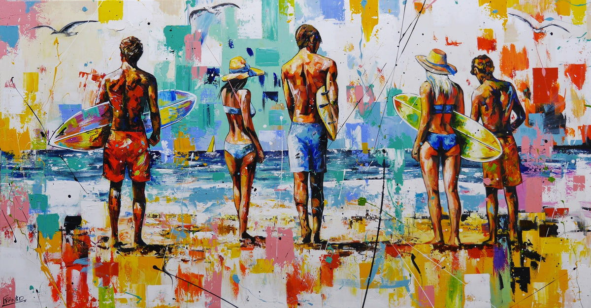 Summer 190cm x 100cm Surfing Textured Abstract Realism Painting