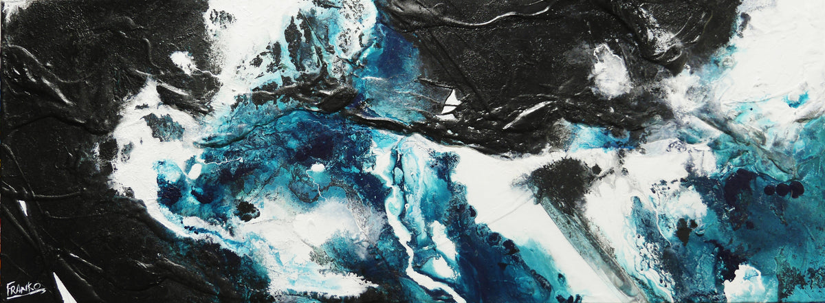 Teal Infusion 160cm x 60cm Textured Abstract Painting