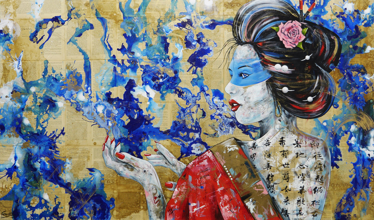 Yume (Dream) 200cm x 120cm Geisha Abstract Realism Book Club Painting