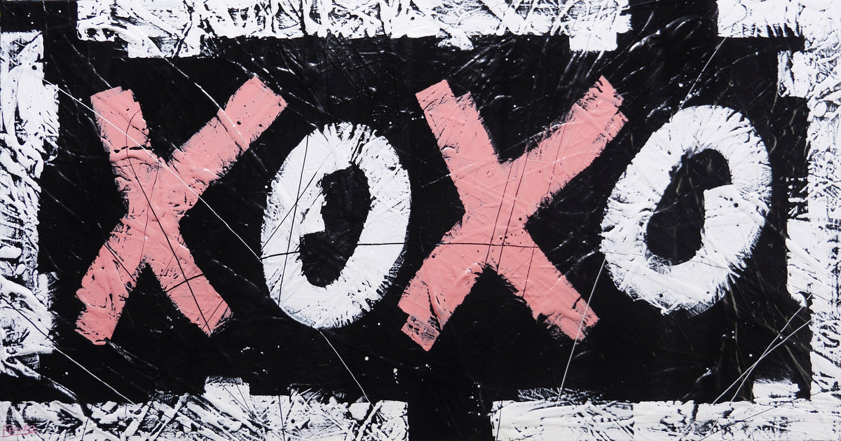 Pink Kisses 190cm x 100cm Textured Urban Pop Art Painting