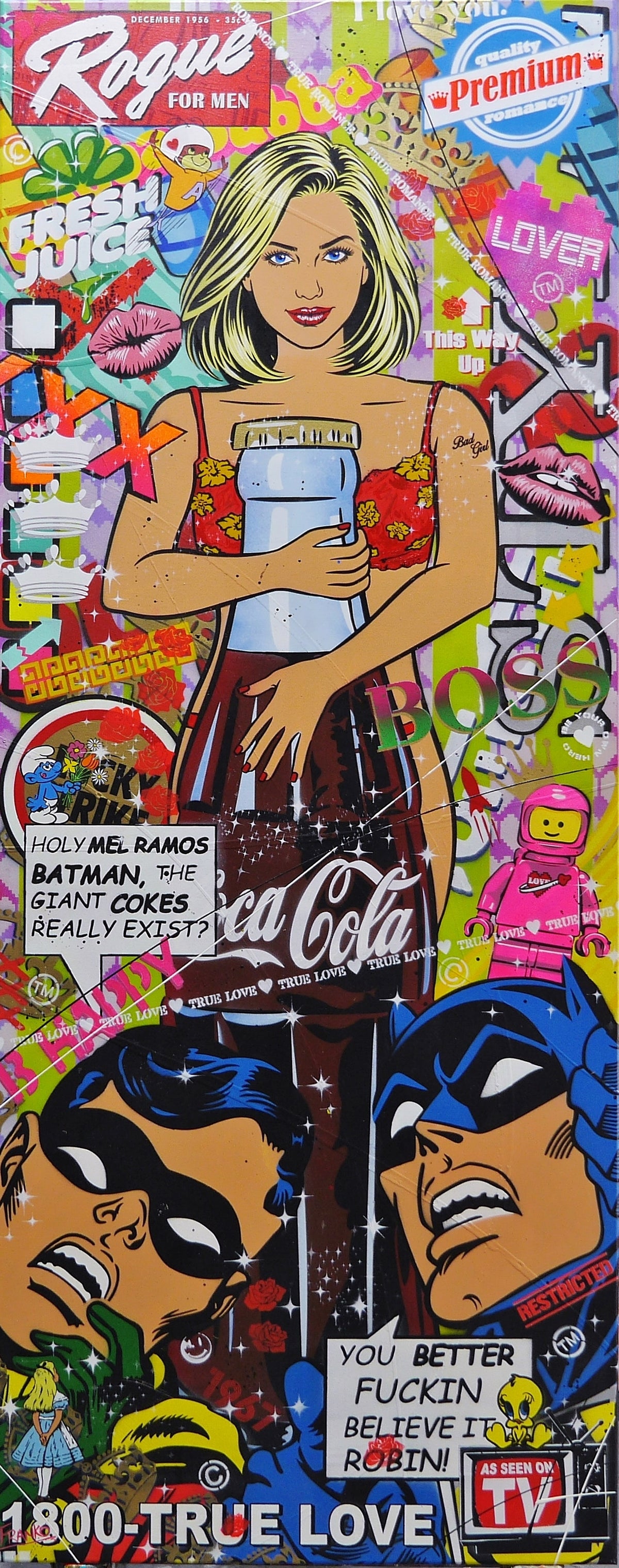Hypnotic 200cm x 80cm Cocacola Bottle Textured Urban Pop Art Painting