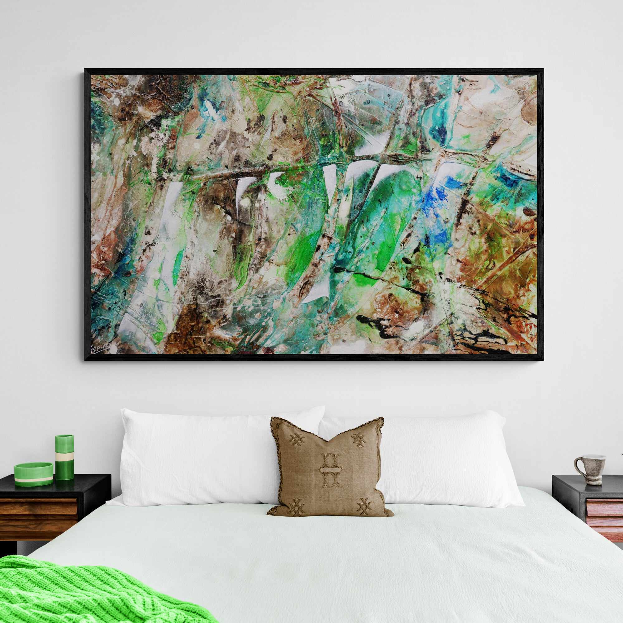 Palm Springs Bling 160cm x 100cm Green Rust Textured Abstract Painting (SOLD)-Abstract-[Franko_Artist]-[The_Block]-[Dream_Homes]-[ideas]- [Grand_Designs]-Franklin Art Studio