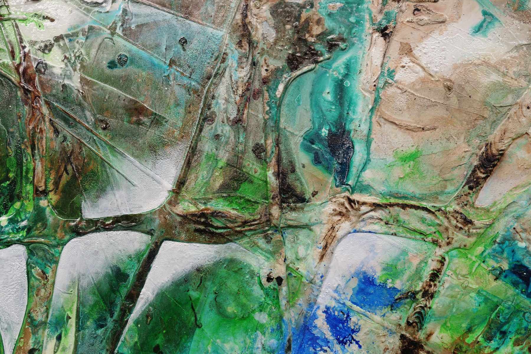 Palm Springs Bling 160cm x 100cm Green Rust Textured Abstract Painting (SOLD)