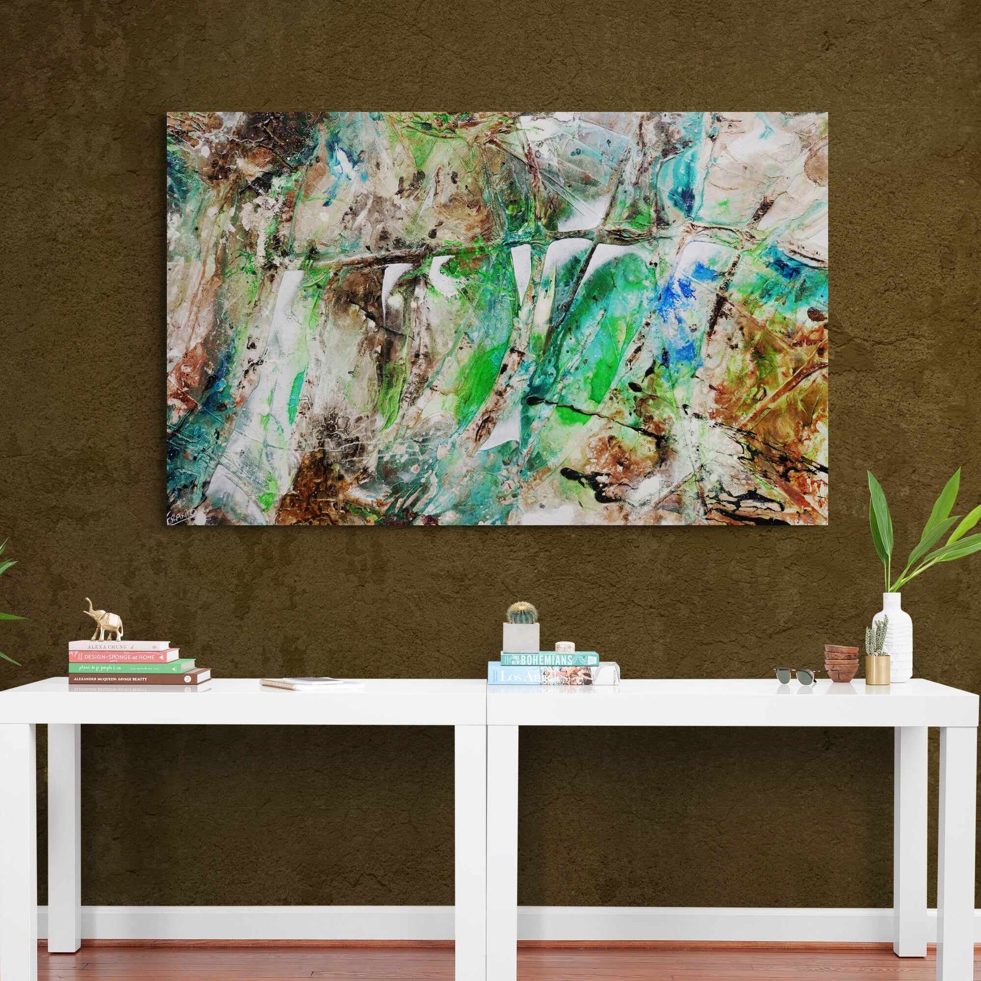 Palm Springs Bling 160cm x 100cm Green Rust Textured Abstract Painting (SOLD)-Abstract-[Franko_Artist]-[Australian_artist]-[Gold_Coast]-[Brisbane]-[modern]-[contemporary]-[original]-[Large_artwork]-[The_Block]-[Dream_Homes]-[ideas]-[Grand_Designs]-[Art_Lover]-Franklin Art Studio