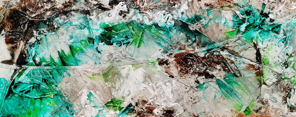 Palm Springs Bling 240cm x 100cm Cream Green Textured Abstract Painting (SOLD)-Abstract-[Franko_Artist]-[Australian_artist]-[Gold_Coast]-[Brisbane]-[modern]-[contemporary]-[original]-[Large_artwork]-Franklin Art Studio