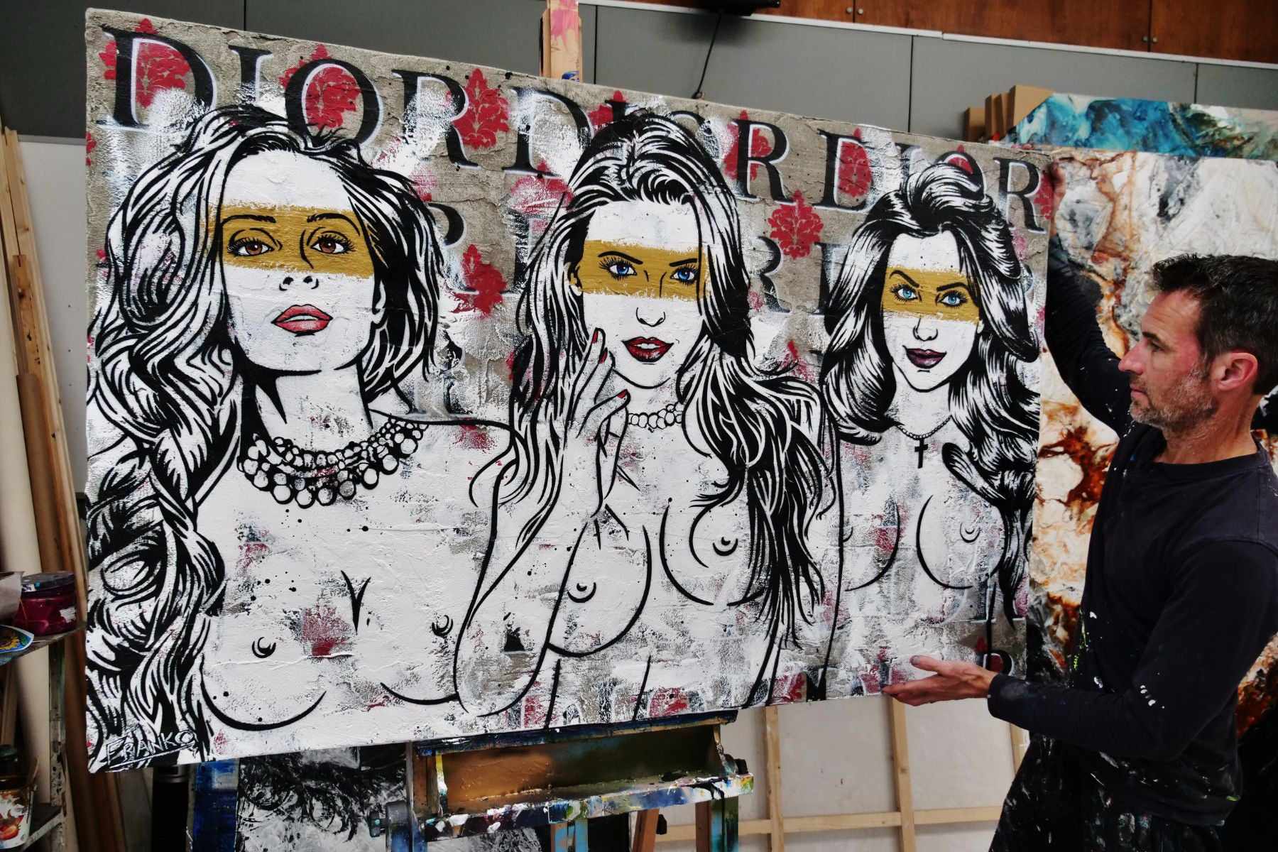 Parading Part Trois 160cm x 100cm Nude Concrete Urban Pop Art Painting (SOLD)-concrete-[Franko_Artist]-[The_Block]-[Dream_Homes]-[ideas]- [Grand_Designs]-Franklin Art Studio