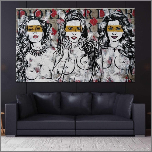 Parading Part Trois 160cm x 100cm Nude Concrete Urban Pop Art Painting (SOLD)-concrete-[Franko_Artist]-[Australian_artist]-[Gold_Coast]-[Brisbane]-[modern]-[contemporary]-[original]-[Large_artwork]-[The_Block]-[Dream_Homes]-[ideas]-[Grand_Designs]-[Art_Lover]-Franklin Art Studio