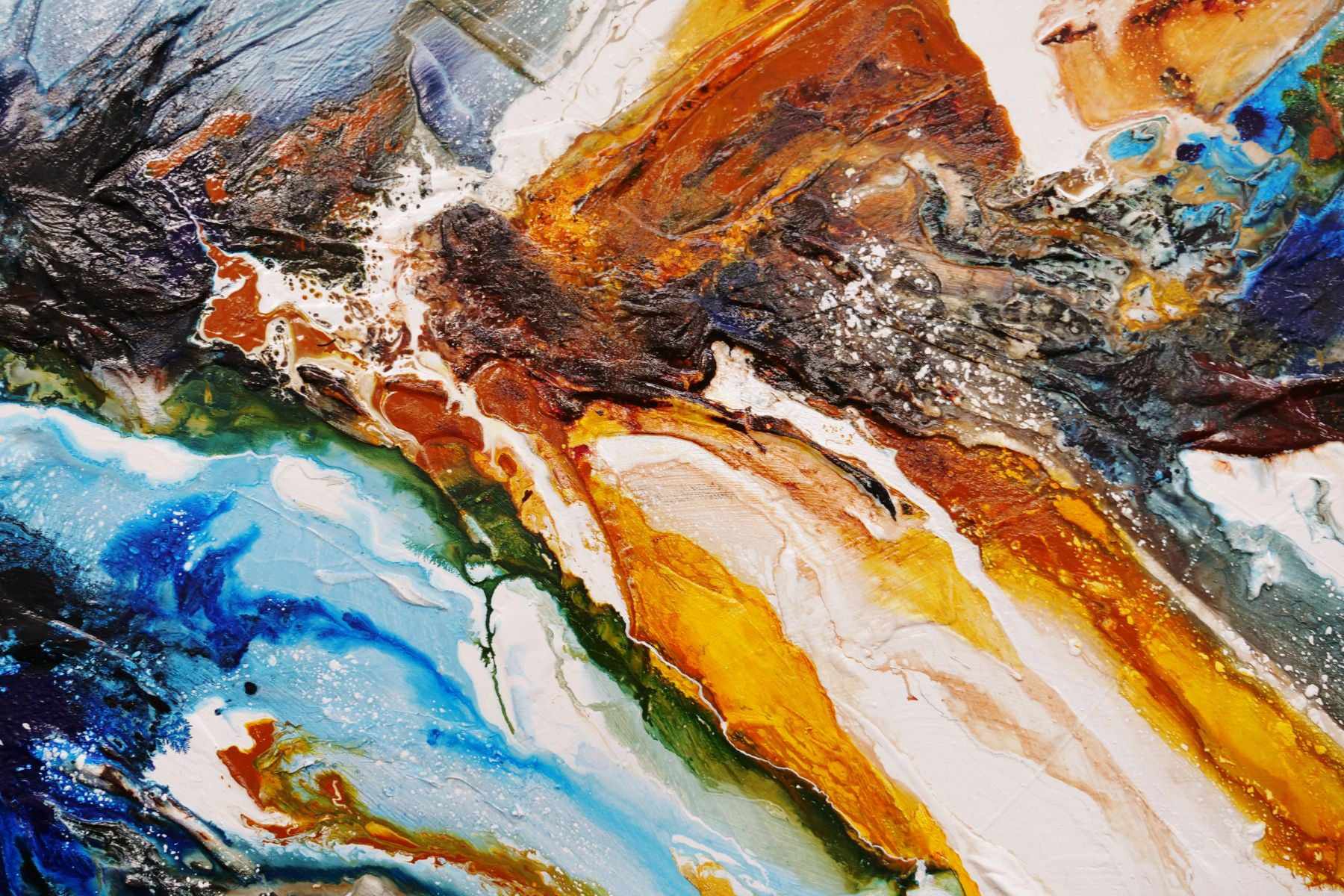Paradise 240cm x 100cm Blue Sienna White Textured Abstract Painting (SOLD)