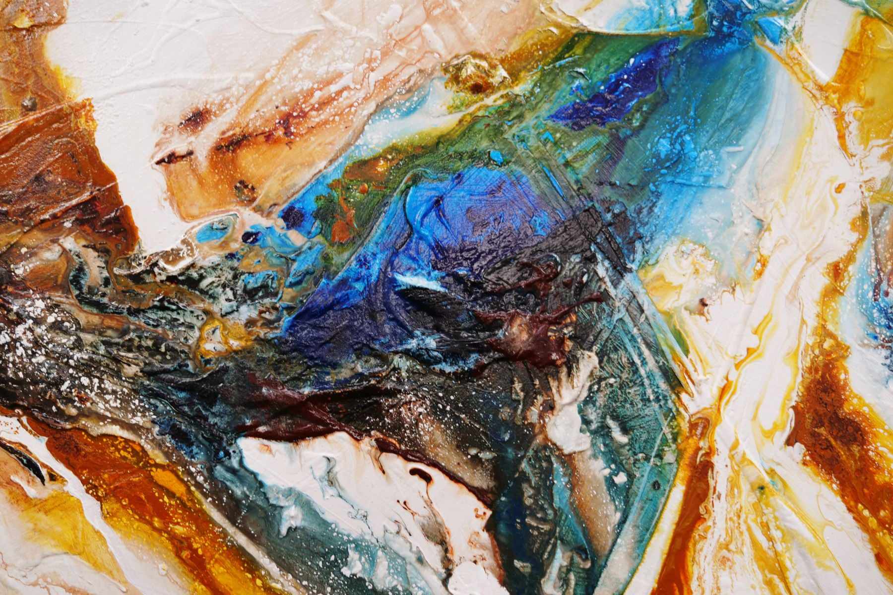 Paradise 240cm x 100cm Blue Sienna White Textured Abstract Painting (SOLD)