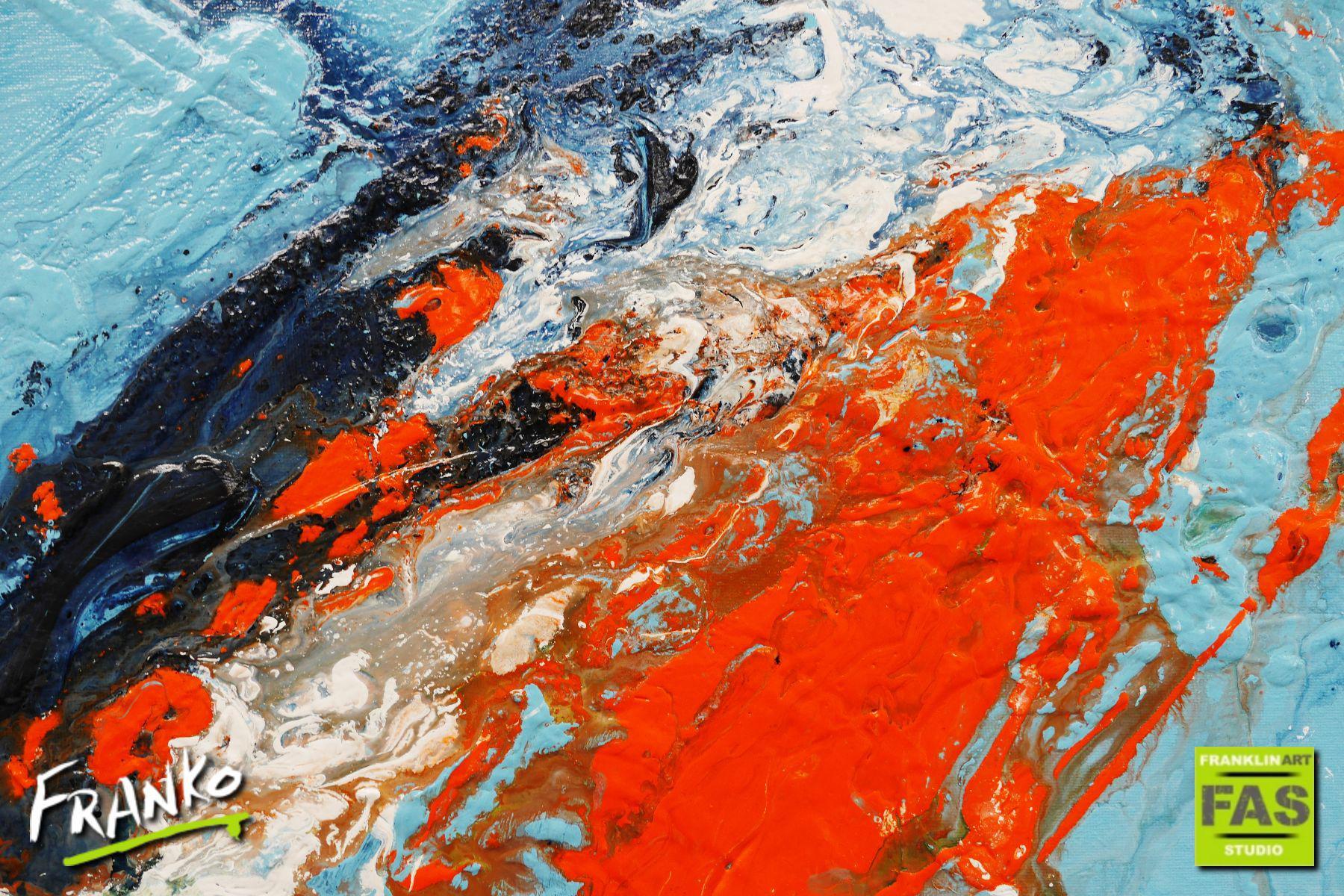 Paradise Blu 200cm x 80cm Blue Orange Abstract Painting (SOLD)