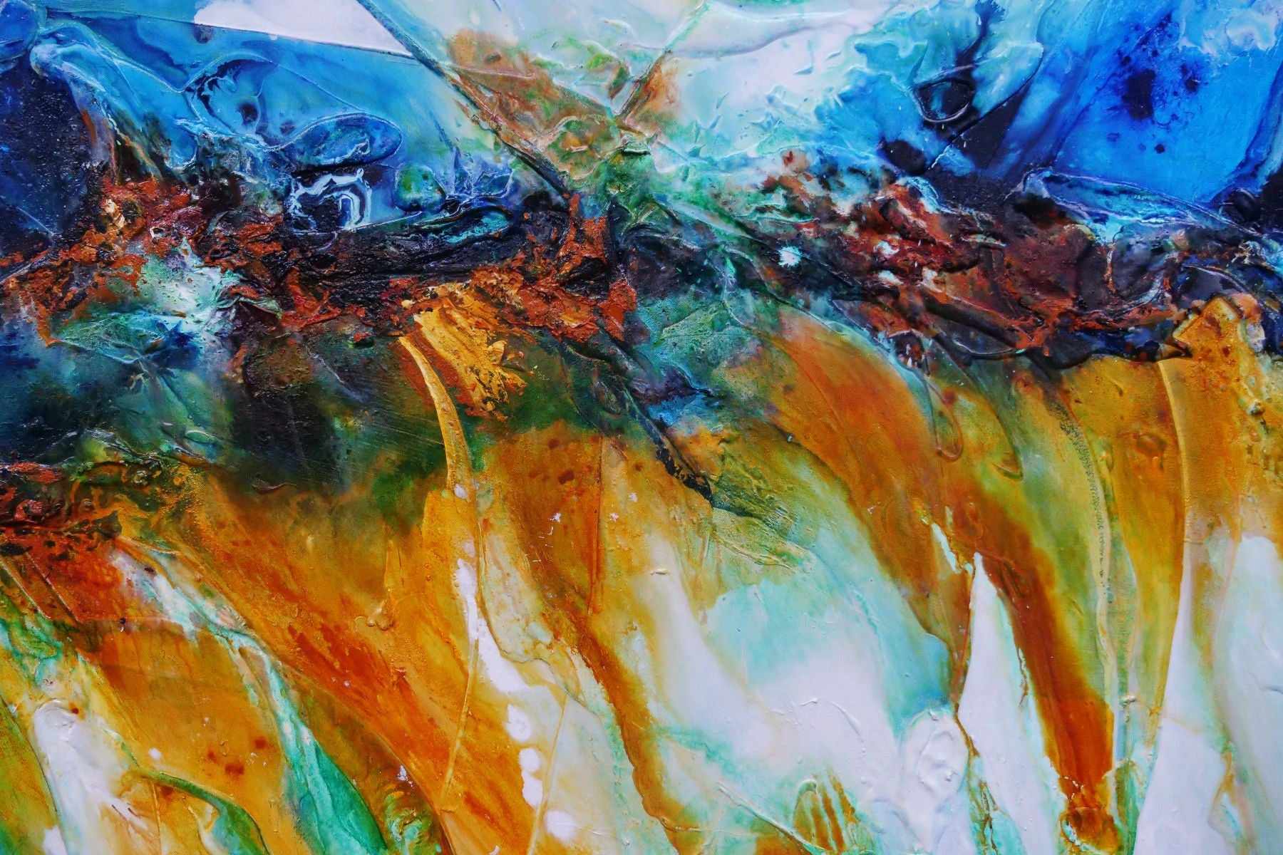 Paradisio 240cm x 100cm Blue Sienna Textured Abstract Painting (SOLD)