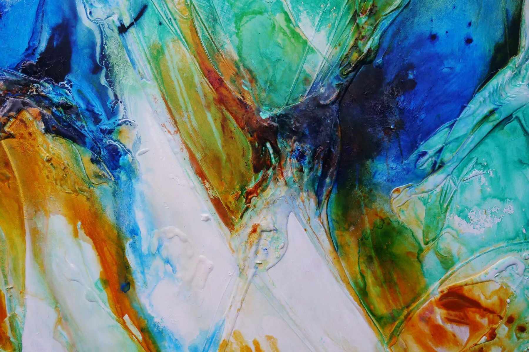 Paradisio 240cm x 100cm Blue Sienna Textured Abstract Painting (SOLD)