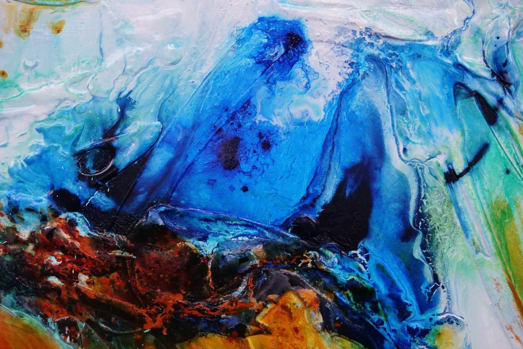 Paradisio 240cm x 100cm Blue Sienna Textured Abstract Painting (SOLD)