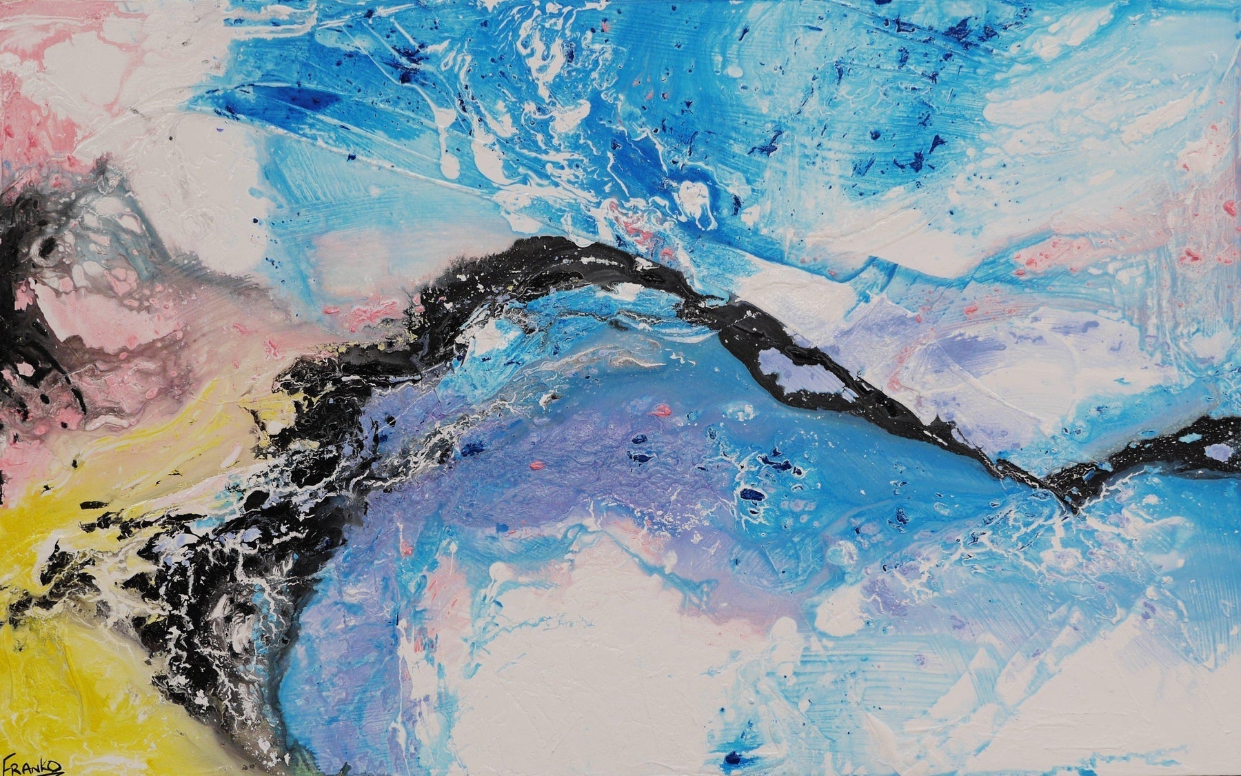 Pastel Jelly 160cm x 100cm Blue Abstract Painting (SOLD)-abstract-[Franko_Artist]-[Australian_artist]-[Gold_Coast]-[Brisbane]-[modern]-[contemporary]-[original]-[Large_artwork]-Franklin Art Studio