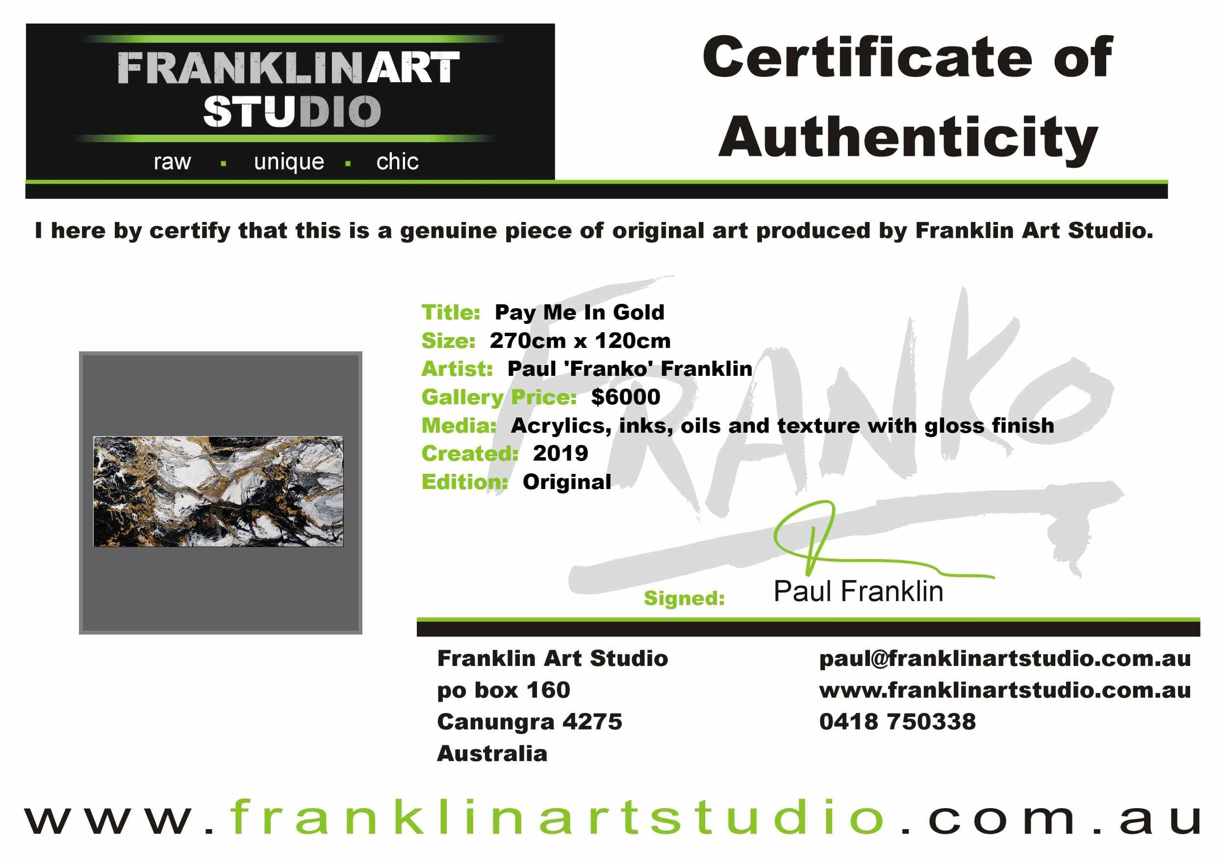 Pay Me In Gold 270cm x 120cm Gold White Black Textured Abstract Painting (SOLD)-Abstract-[Franko_Artist]-[The_Block]-[Dream_Homes]-[ideas]-[Grand_Designs]-[Art_Lover]-Franklin Art Studio