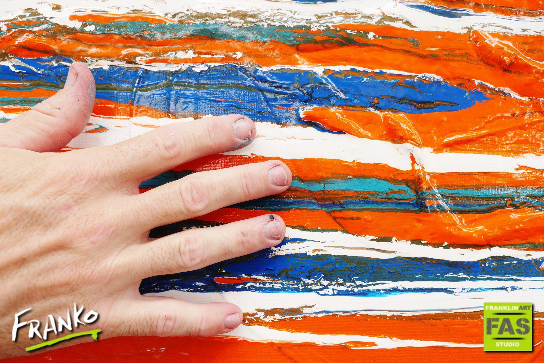 Peeled Oranges 160cm x 60cm Blue Orange Abstract Painting (SOLD)