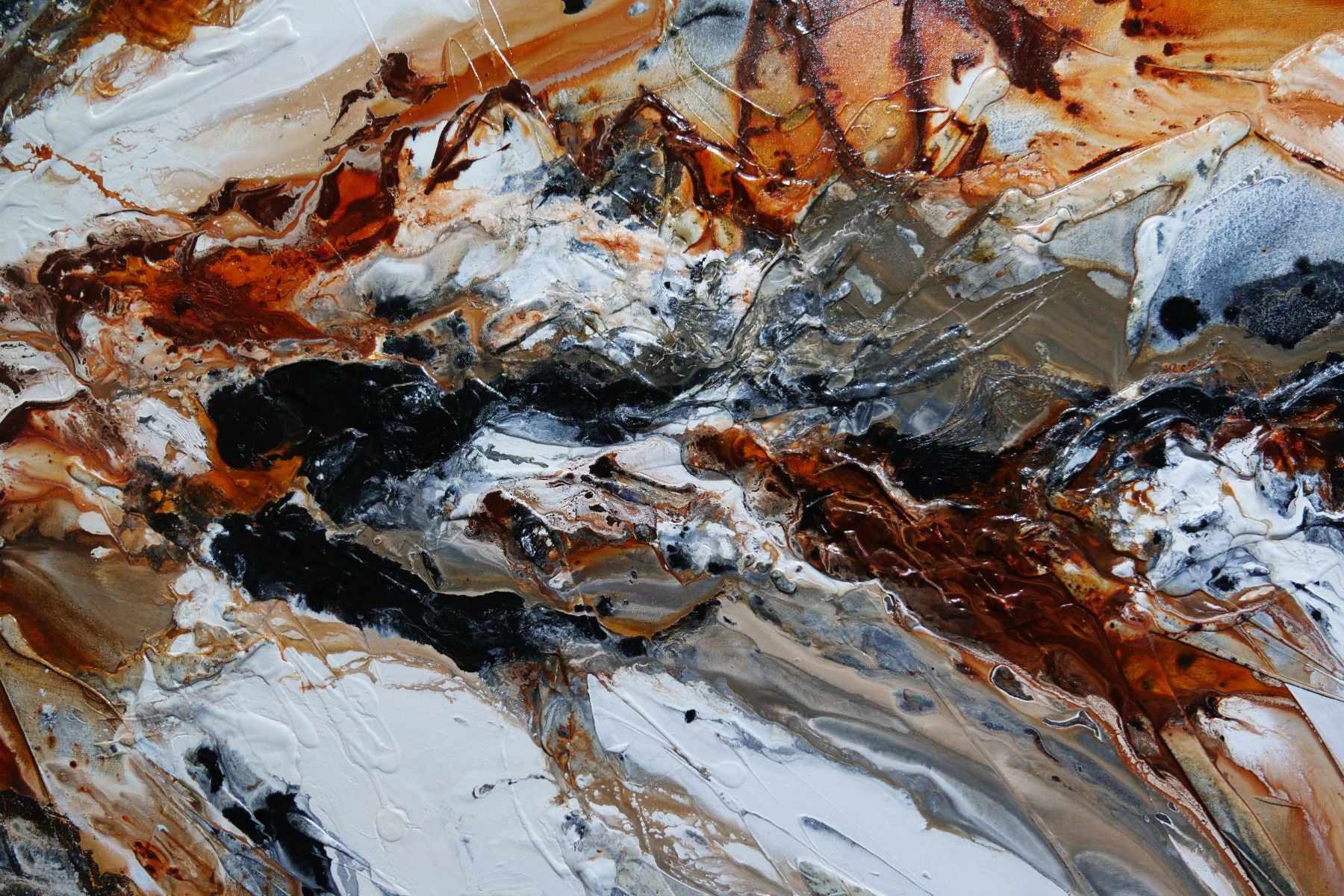 Pepper and Clay 240cm x 100cm Black Brown White Textured Abstract Painting (SOLD)