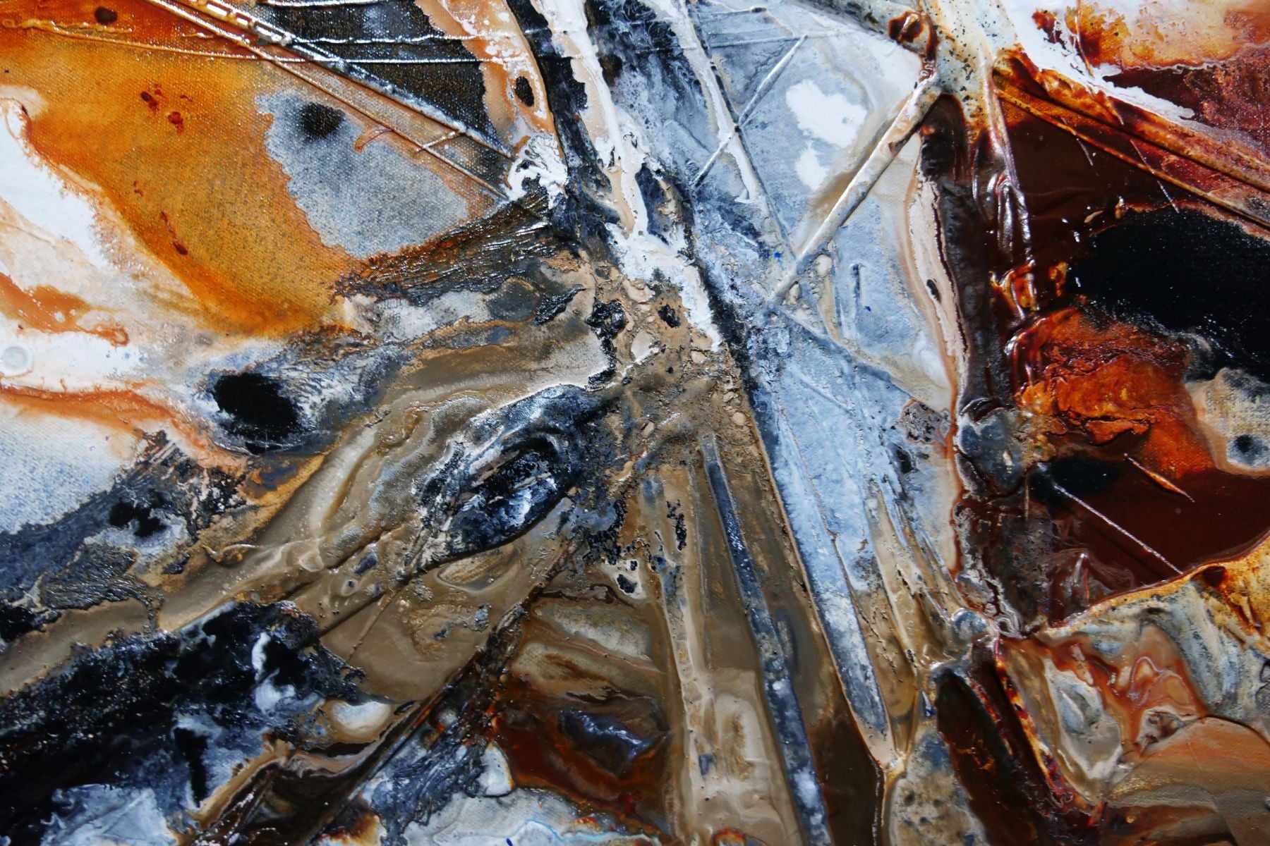 Pepper and Clay 240cm x 100cm Black Brown White Textured Abstract Painting (SOLD)