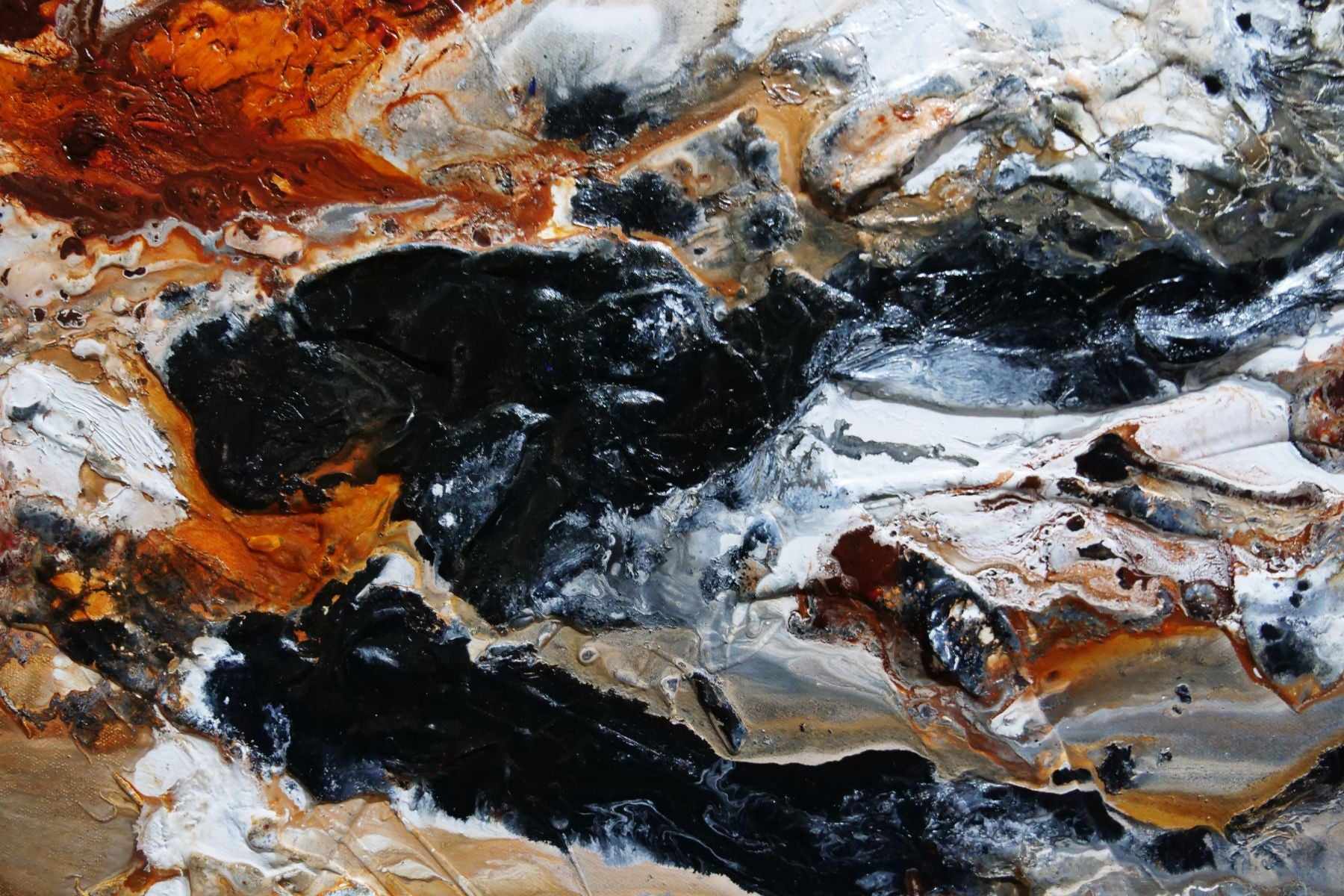 Pepper and Clay 240cm x 100cm Black Brown White Textured Abstract Painting (SOLD)-Abstract-[Franko]-[Artist]-[Australia]-[Painting]-Franklin Art Studio