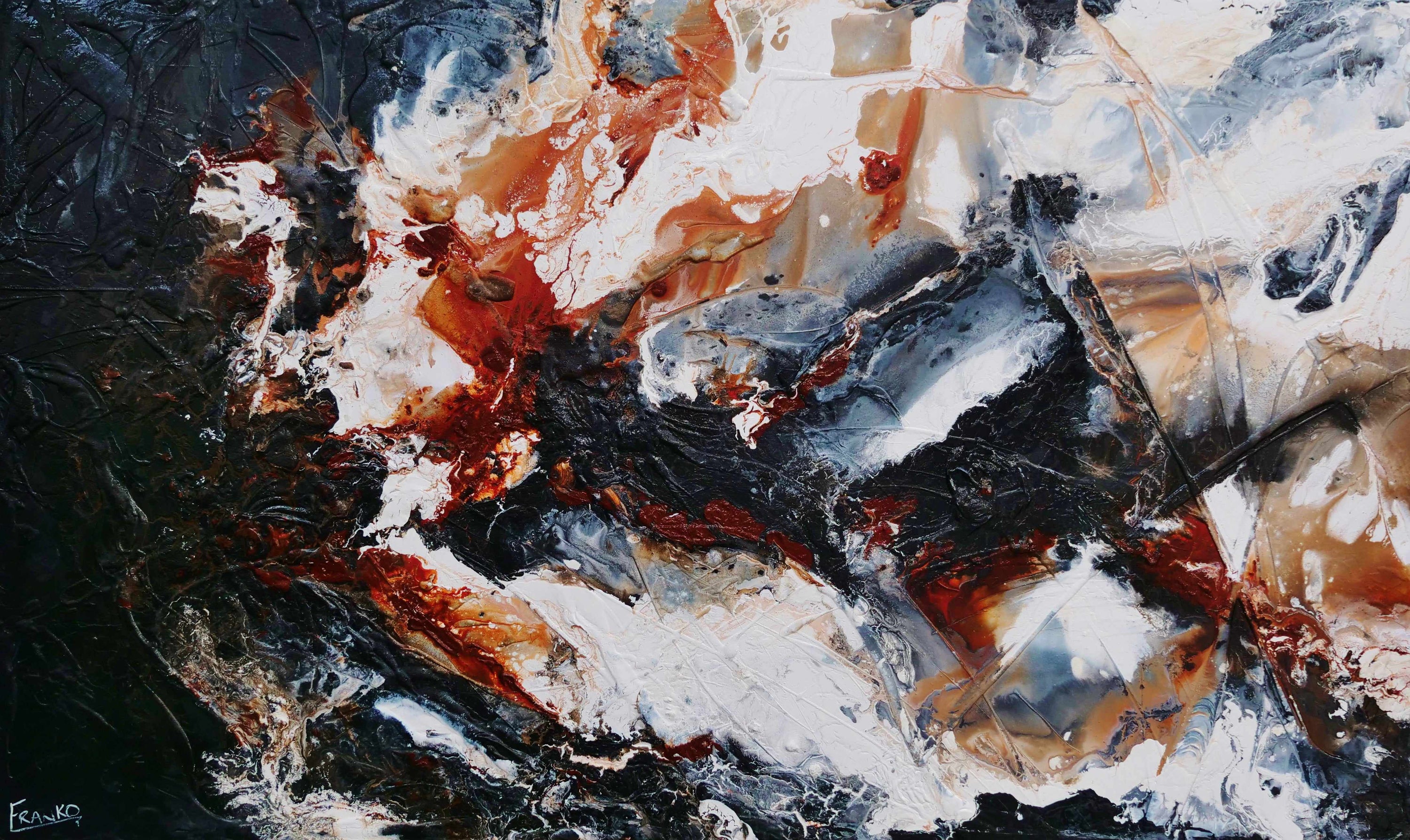 Peppered Oxide 200cm x 120cm Black White Oxide Textured Abstract Painting (SOLD)-Abstract-[Franko_Artist]-[Australian_artist]-[Gold_Coast]-[Brisbane]-[modern]-[contemporary]-[original]-[Large_artwork]-Franklin Art Studio