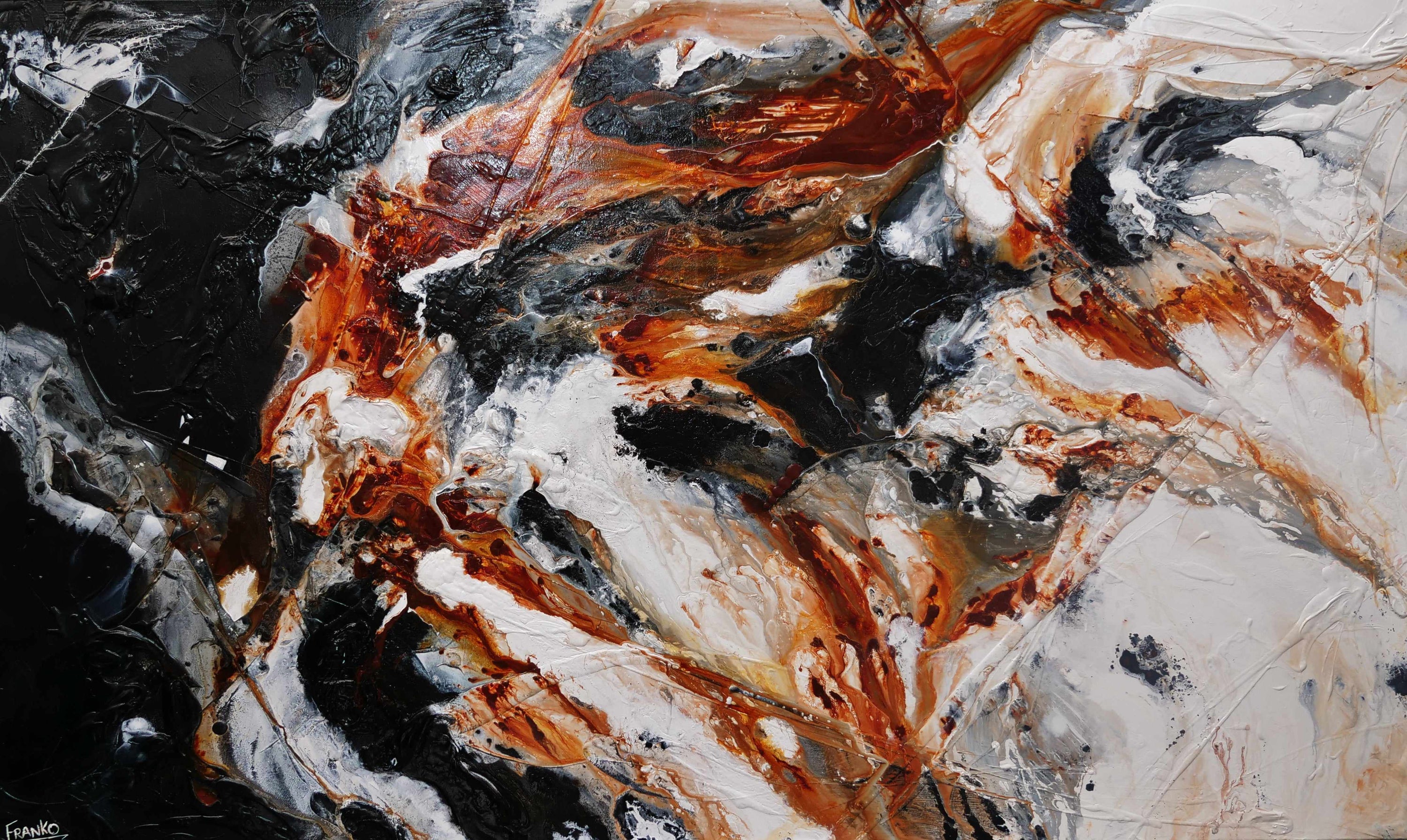 Peppered Oxide 250cm x 150cm White Oxide Black Textured Abstract Painting (SOLD)-Abstract-[Franko_Artist]-[Australian_artist]-[Gold_Coast]-[Brisbane]-[modern]-[contemporary]-[original]-[Large_artwork]-Franklin Art Studio