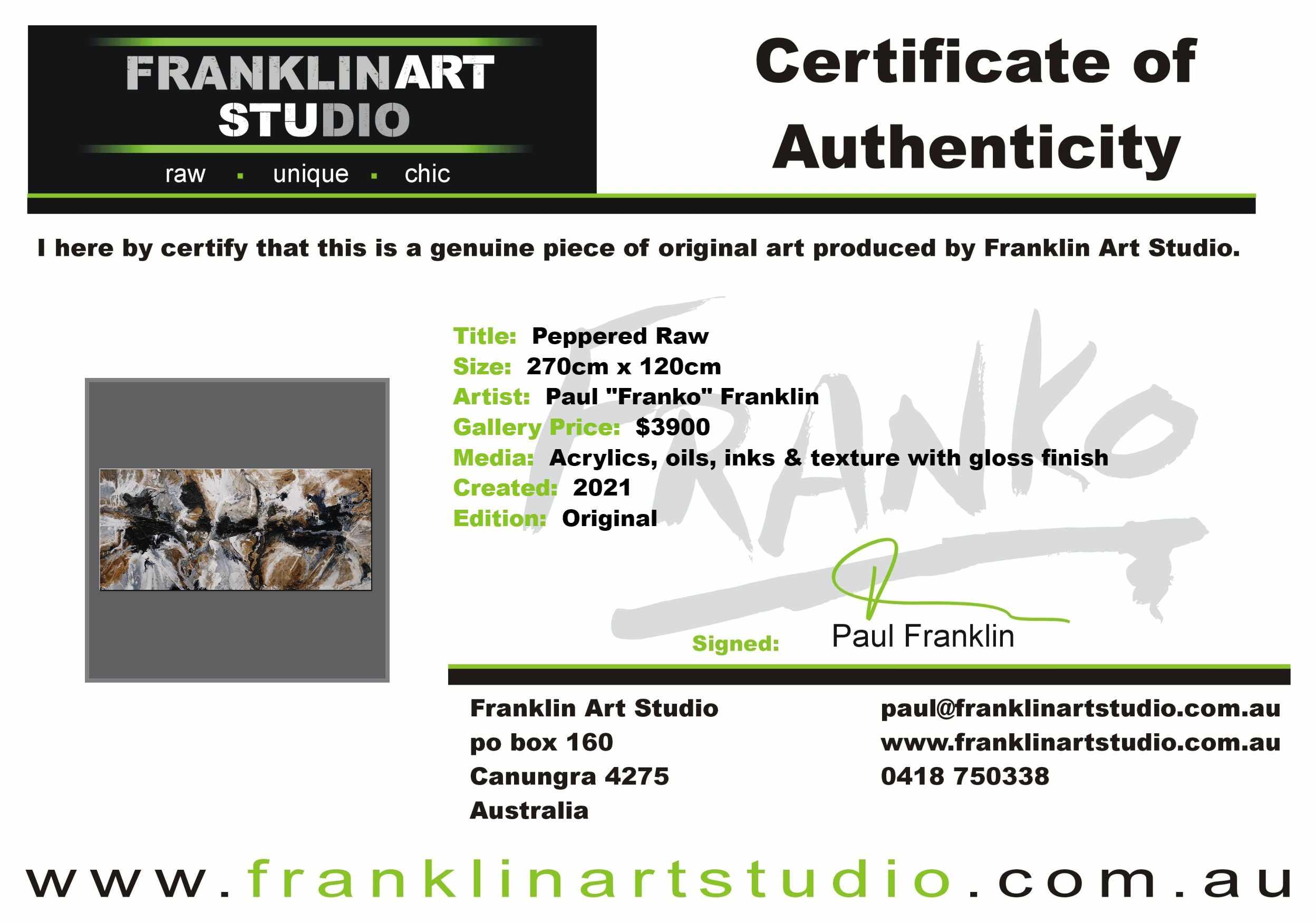 Peppered Raw 270cm x 120cm Rust White Black Textured Abstract Painting (SOLD)-[Franko_Artist]-[The_Block]-[Dream_Homes]-[ideas]-[Grand_Designs]-[Art_Lover]-Franklin Art Studio