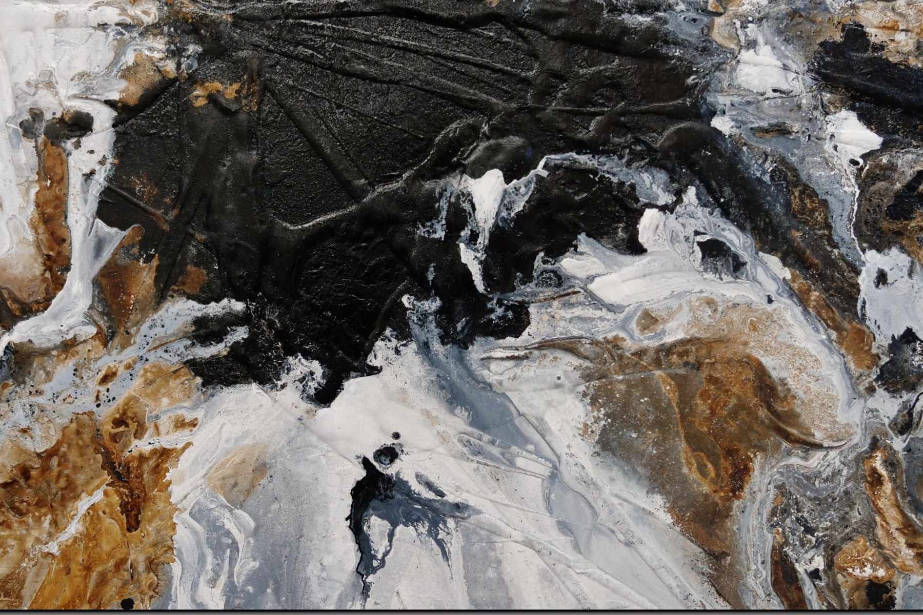 Peppered Raw 270cm x 120cm Rust White Black Textured Abstract Painting (SOLD)