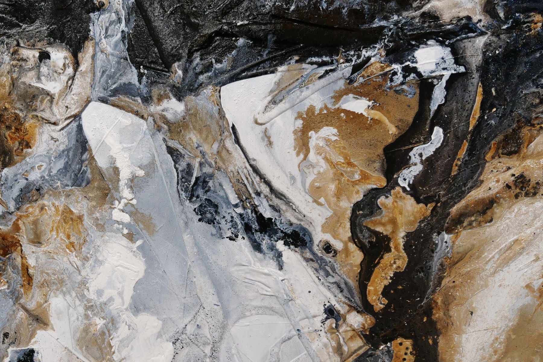 Peppered Raw 270cm x 120cm Rust White Black Textured Abstract Painting (SOLD)-[Franko]-[Artist]-[Australia]-[Painting]-Franklin Art Studio