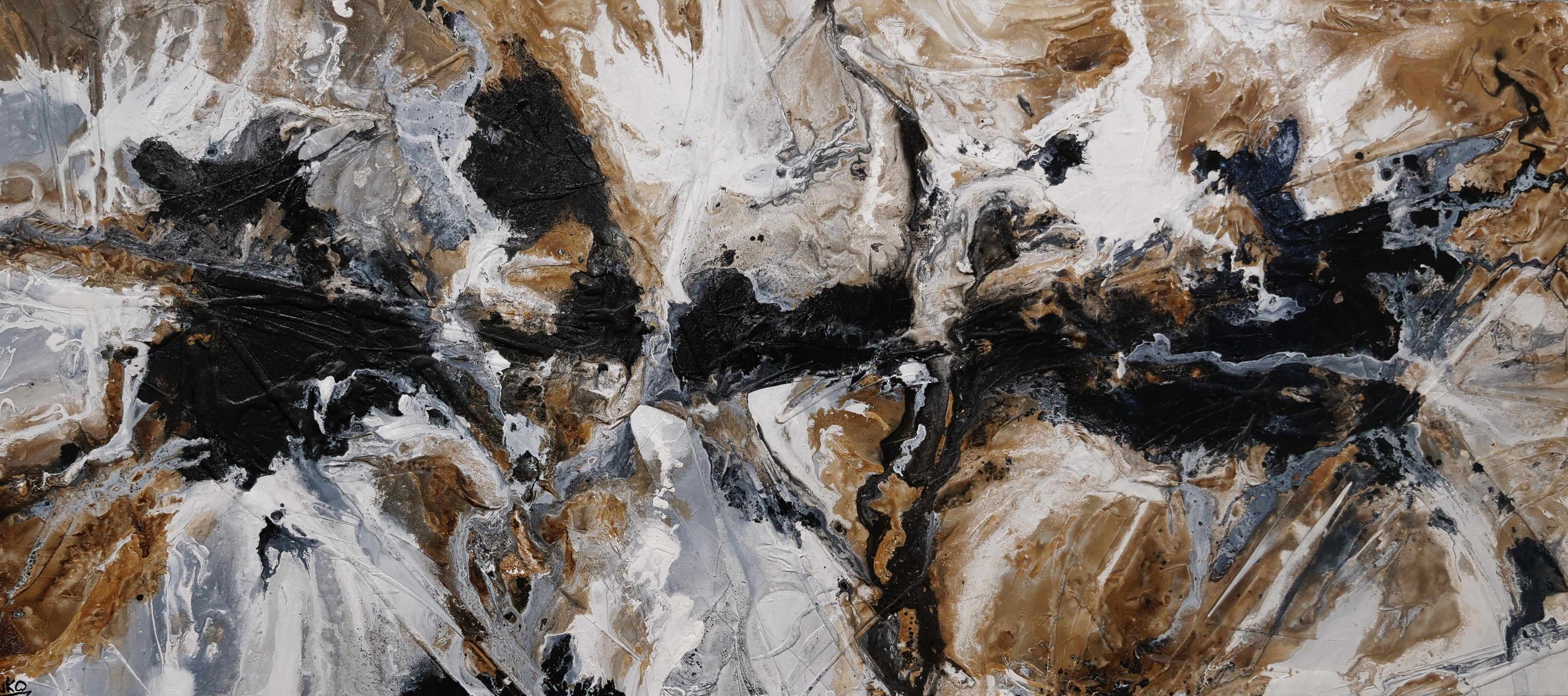 Peppered Raw 270cm x 120cm Rust White Black Textured Abstract Painting (SOLD)-[Franko_Artist]-[Australian_artist]-[Gold_Coast]-[Brisbane]-[modern]-[contemporary]-[original]-[Large_artwork]-Franklin Art Studio