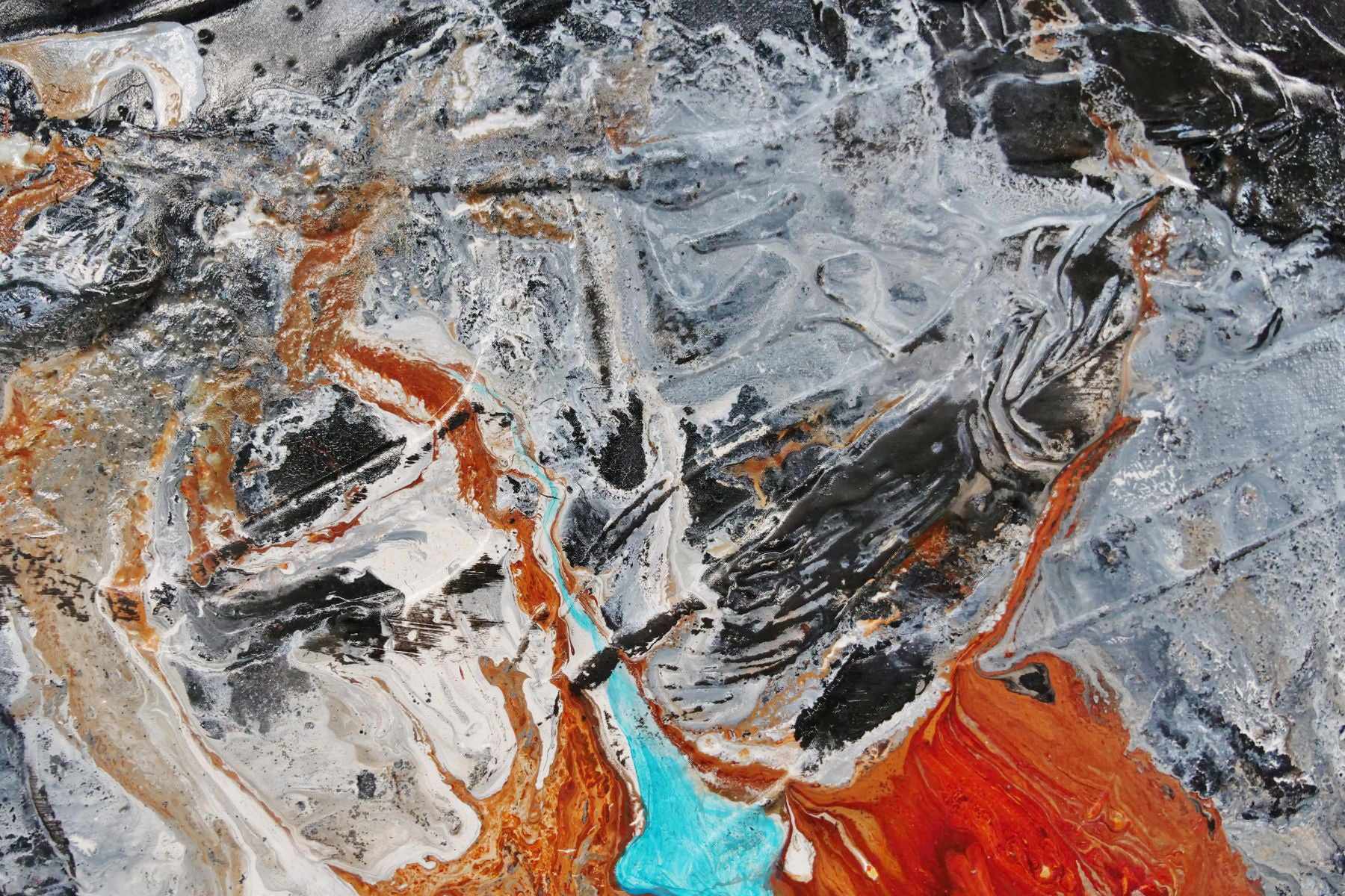 Peppered Rust 120cm x 120cm Teal Black Textured Abstract Painting (SOLD)