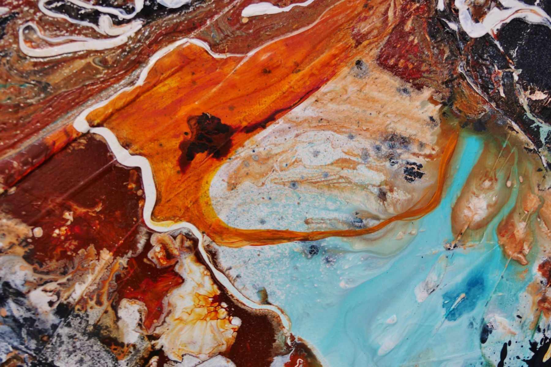 Peppered Rust 120cm x 120cm Teal Black Textured Abstract Painting (SOLD)-Abstract-[Franko]-[Artist]-[Australia]-[Painting]-Franklin Art Studio