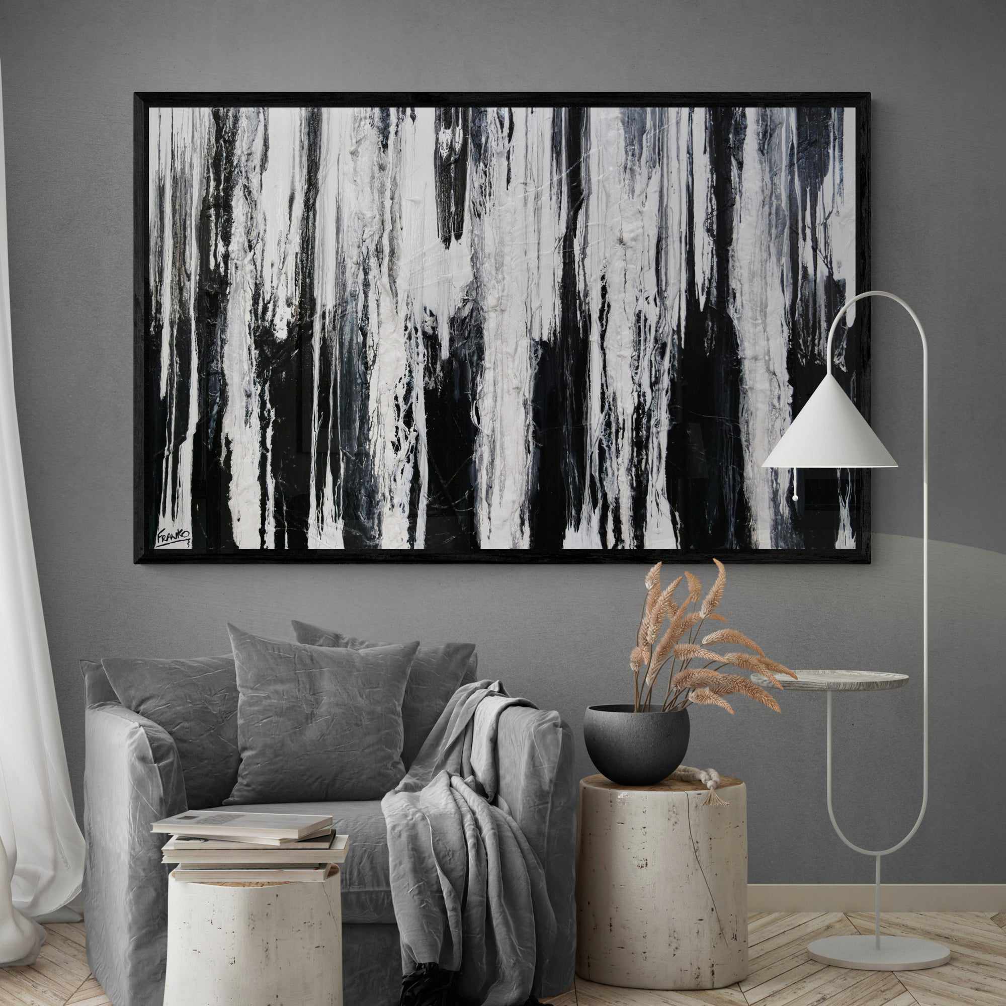 Physics 160cm x 100cm Black White Textured Abstract Painting (SOLD)-Abstract-[Franko_Artist]-[Australian_artist]-[Gold_Coast]-[Brisbane]-[modern]-[contemporary]-[original]-[Large_artwork]-[The_Block]-[Dream_Homes]-[ideas]-[Grand_Designs]-[Art_Lover]-Franklin Art Studio