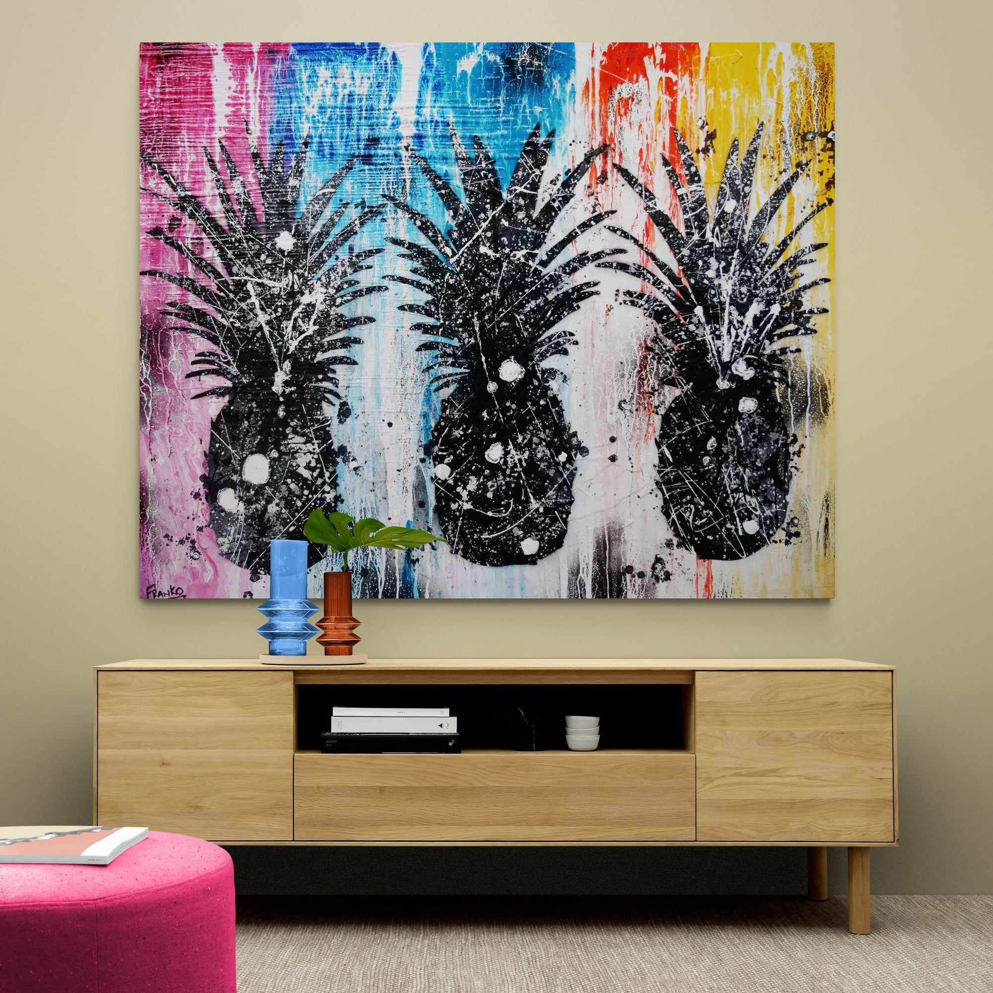 Pineapples 120cm x 150cm Pineapples Textured Urban Pop Art Painting (SOLD)-Urban Pop Art-[Franko]-[Artist]-[Australia]-[Painting]-Franklin Art Studio