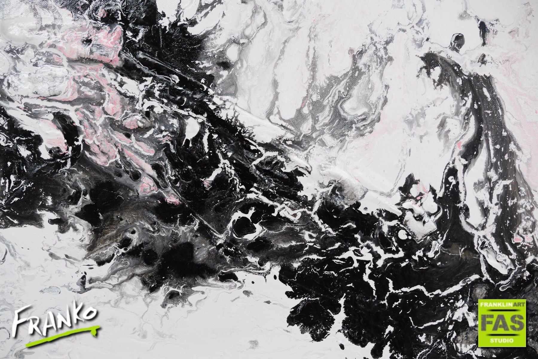 Pink Romance 140cm x 100cm White Black Pink Abstract Painting(SOLD)