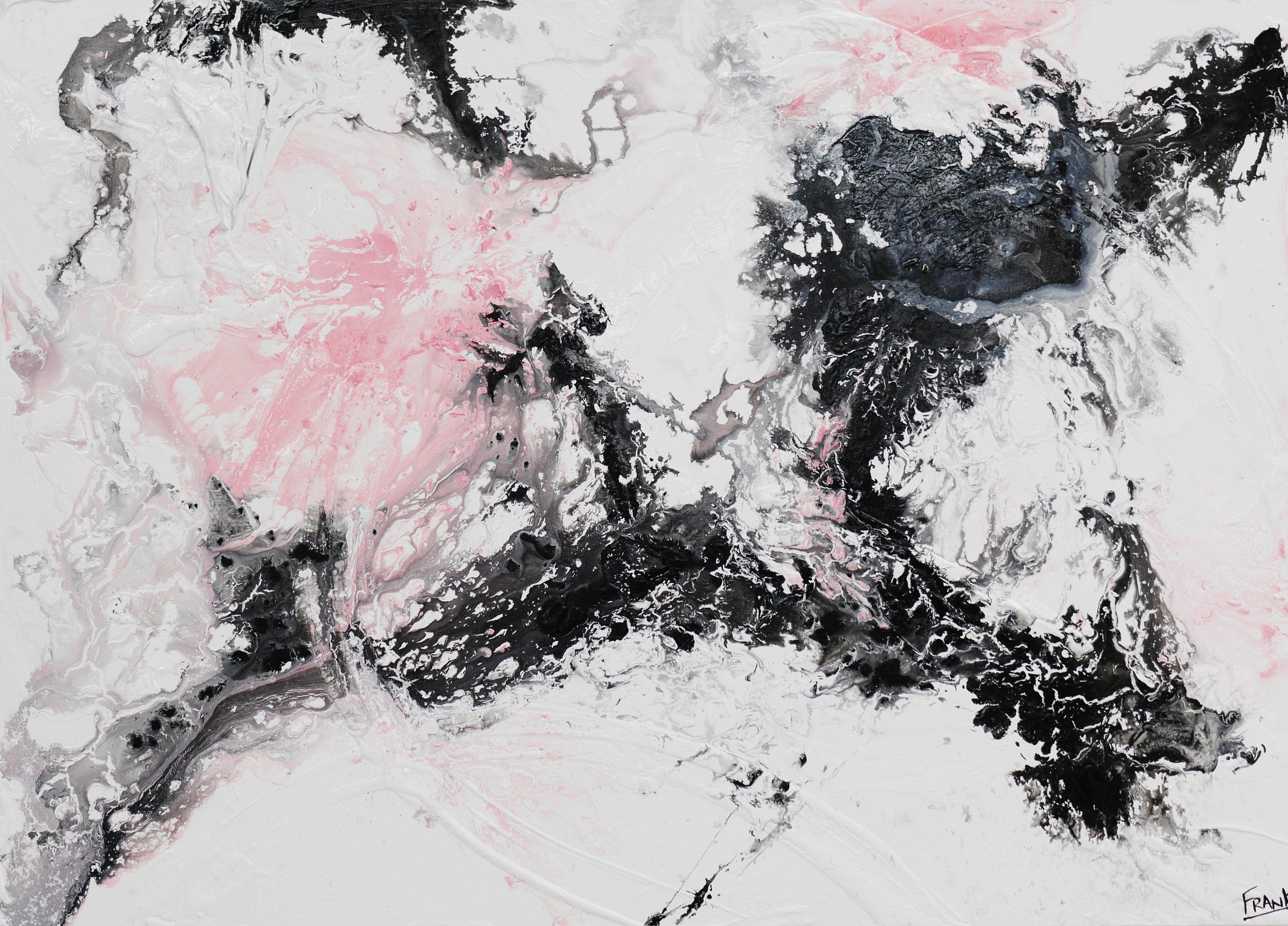 Pink Romance 140cm x 100cm White Black Pink Abstract Painting(SOLD)-abstract-[Franko_Artist]-[Australian_artist]-[Gold_Coast]-[Brisbane]-[modern]-[contemporary]-[original]-[Large_artwork]-Franklin Art Studio