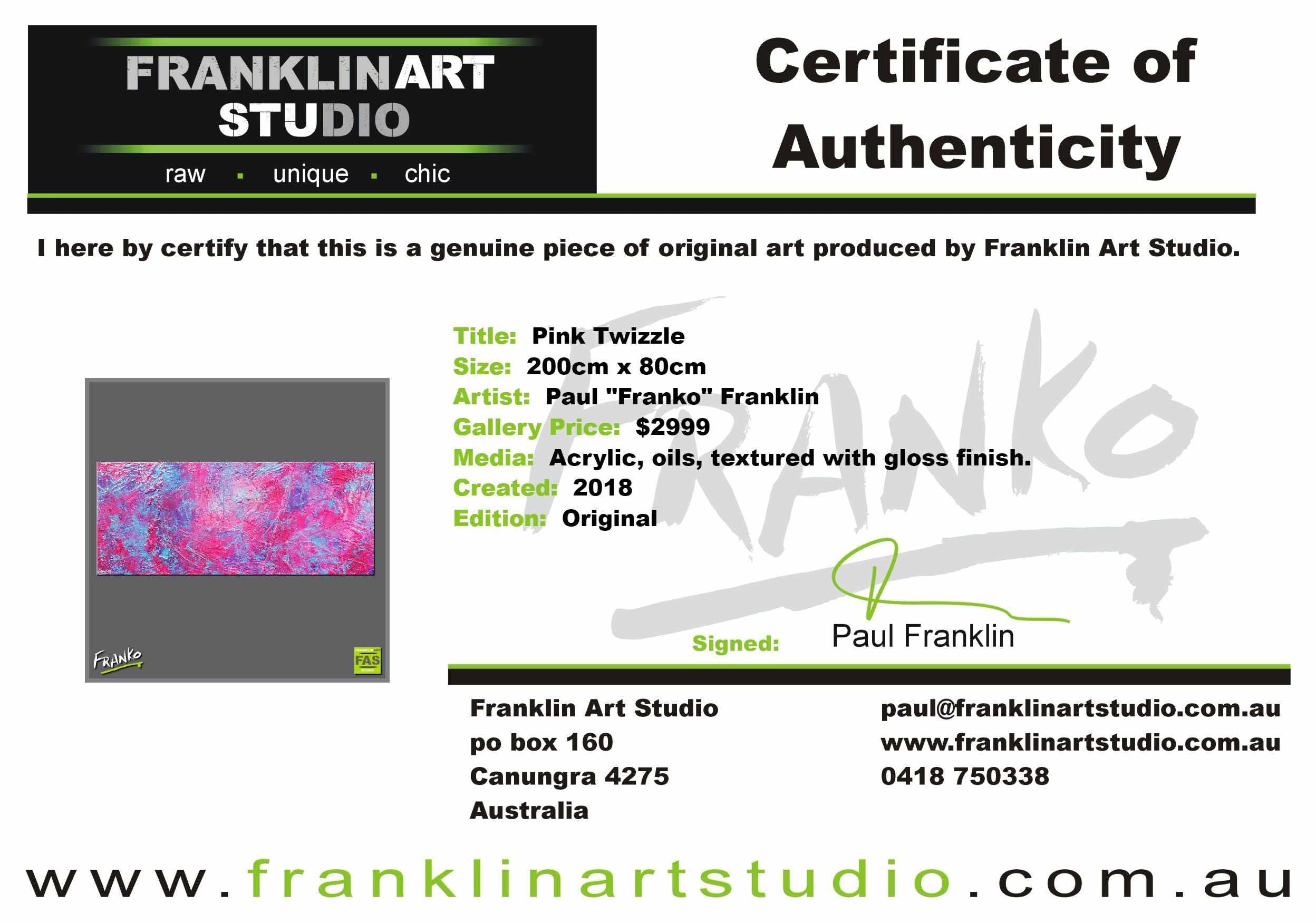 Pink Twizzle 200cm x 80cm Pink Blue Abstract Painting (SOLD)-Abstract-[Franko_Artist]-[The_Block]-[Dream_Homes]-[ideas]-[Grand_Designs]-[Art_Lover]-Franklin Art Studio