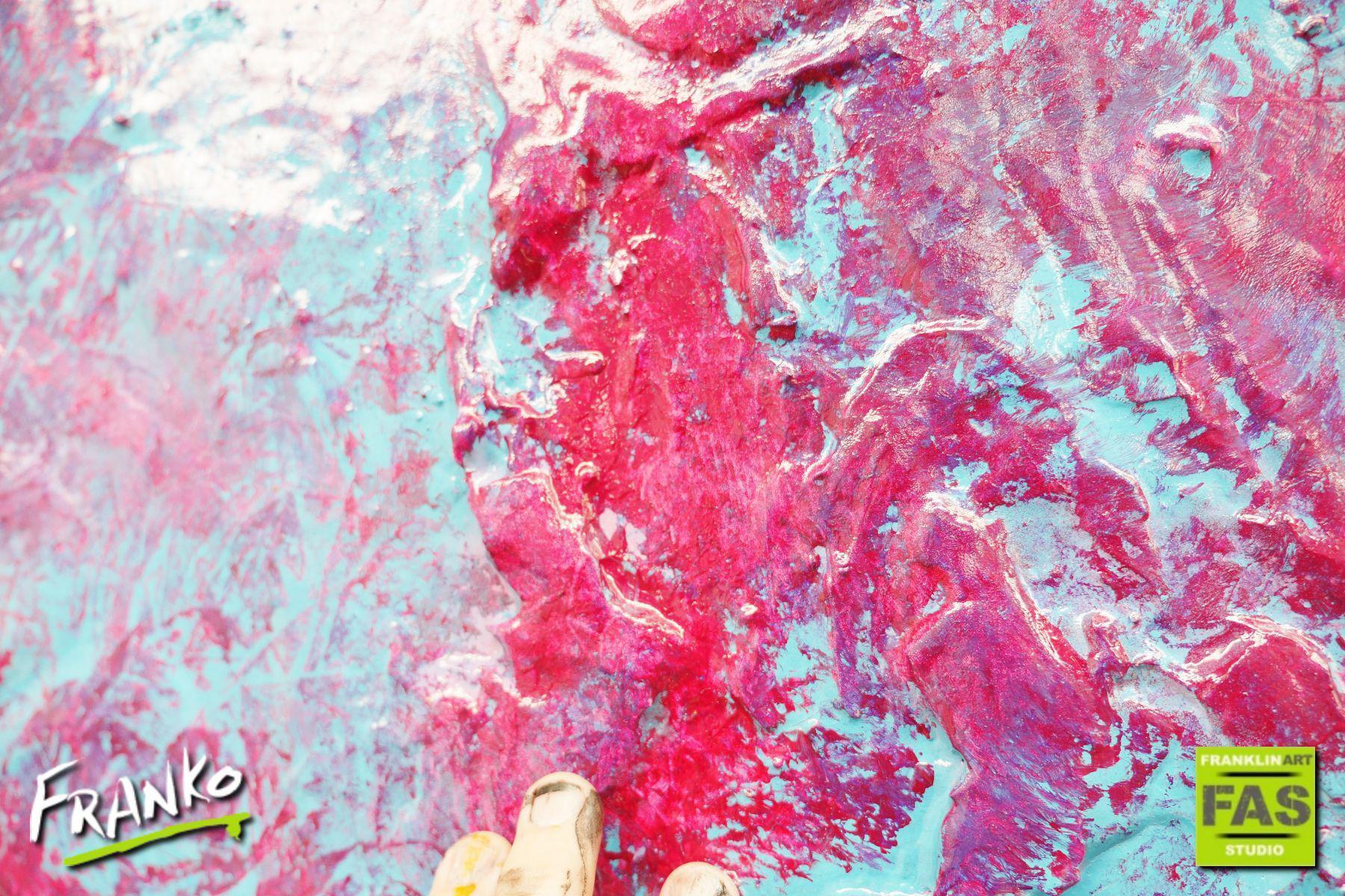 Pink Twizzle 200cm x 80cm Pink Blue Abstract Painting (SOLD)