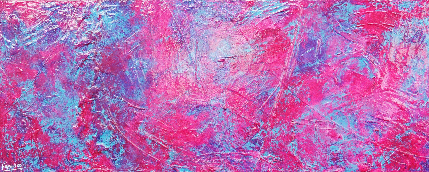 Pink Twizzle 200cm x 80cm Pink Blue Abstract Painting (SOLD)-Abstract-[Franko_Artist]-[Australian_artist]-[Gold_Coast]-[Brisbane]-[modern]-[contemporary]-[original]-[Large_artwork]-Franklin Art Studio