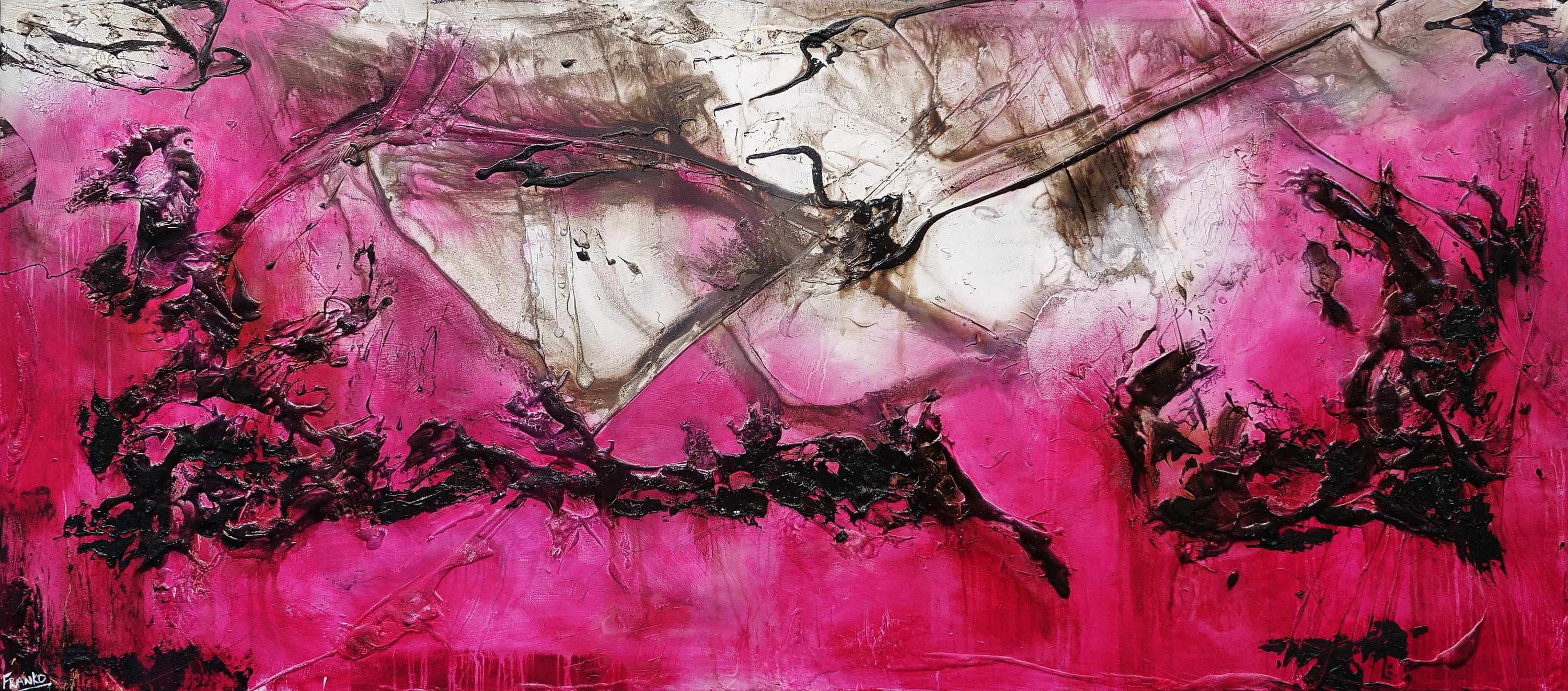 Pink and Grunge 270cm x 120cm Rust Pink Textured Abstract Painting (SOLD)-Abstract-[Franko_Artist]-[Australian_artist]-[Gold_Coast]-[Brisbane]-[modern]-[contemporary]-[original]-[Large_artwork]-Franklin Art Studio