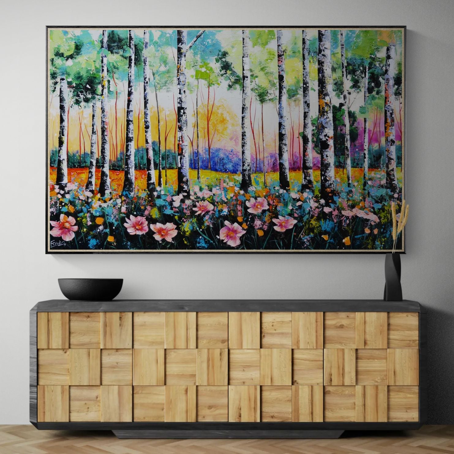 Silver Forest 160cm x 100cm FRAME INC Australian Landscape Abstract Realism Textured Painting (Copy)