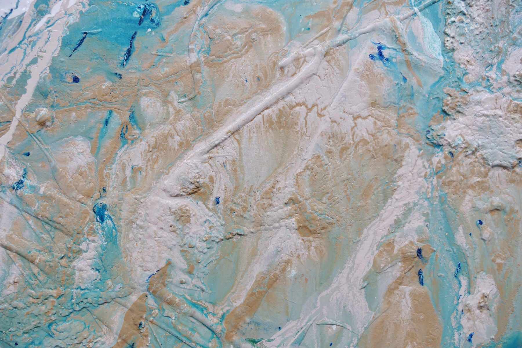 Point Break 140cm x 180cm Blue Cream Wave Textured Abstract Painting (SOLD)