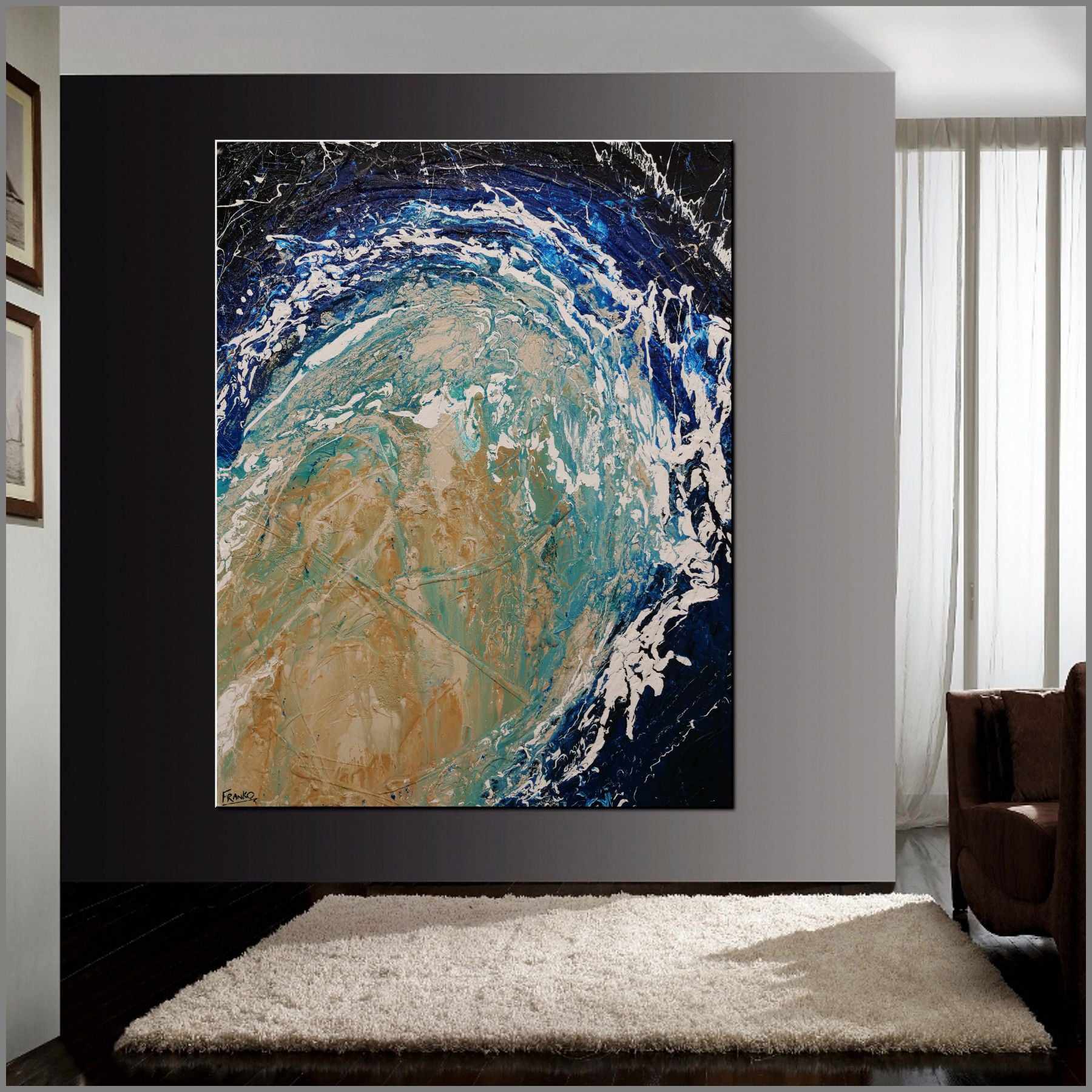 Point Break 140cm x 180cm Blue Cream Wave Textured Abstract Painting (SOLD)-Abstract-[Franko_Artist]-[Australian_artist]-[Gold_Coast]-[Brisbane]-[modern]-[contemporary]-[original]-[Large_artwork]-[The_Block]-[Dream_Homes]-[ideas]-[Grand_Designs]-[Art_Lover]-Franklin Art Studio