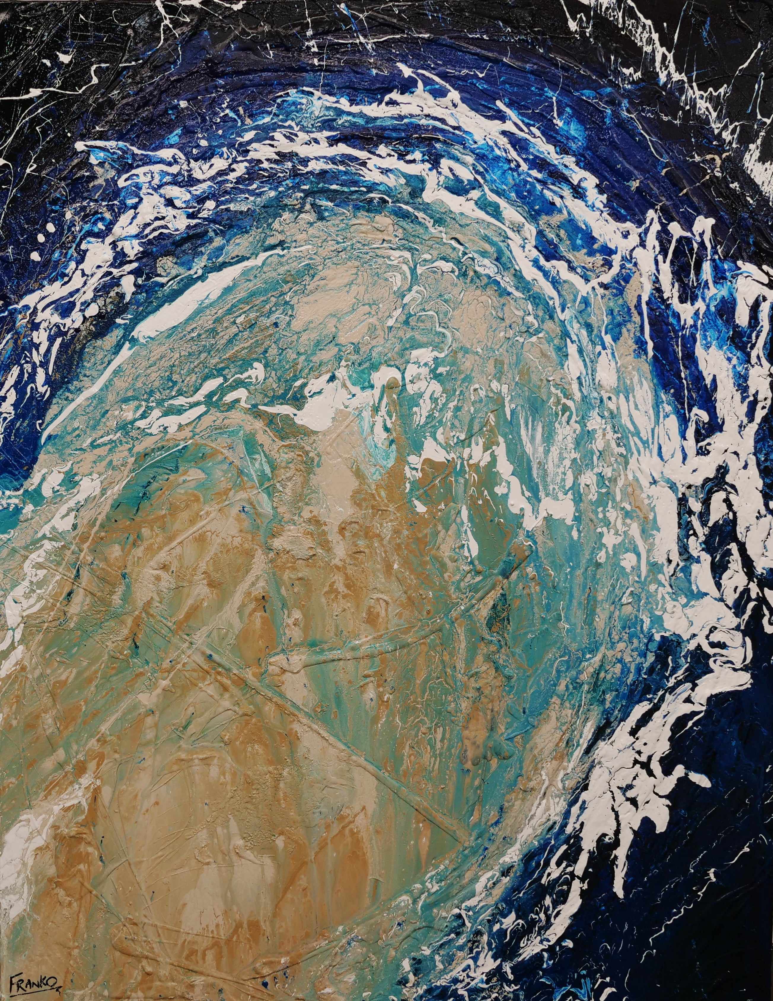 Point Break 140cm x 180cm Blue Cream Wave Textured Abstract Painting (SOLD)-Abstract-[Franko_Artist]-[Australian_artist]-[Gold_Coast]-[Brisbane]-[modern]-[contemporary]-[original]-[Large_artwork]-Franklin Art Studio