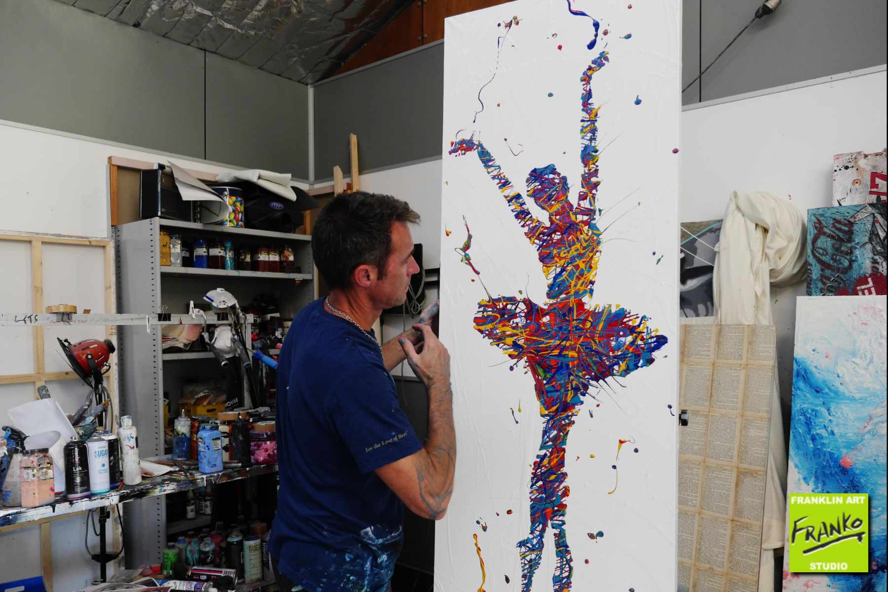 Poise 160cm x 60cm Ballerina Urban Pop Art Painting (SOLD)-urban pop-[Franko_Artist]-[The_Block]-[Dream_Homes]-[ideas]- [Grand_Designs]-Franklin Art Studio