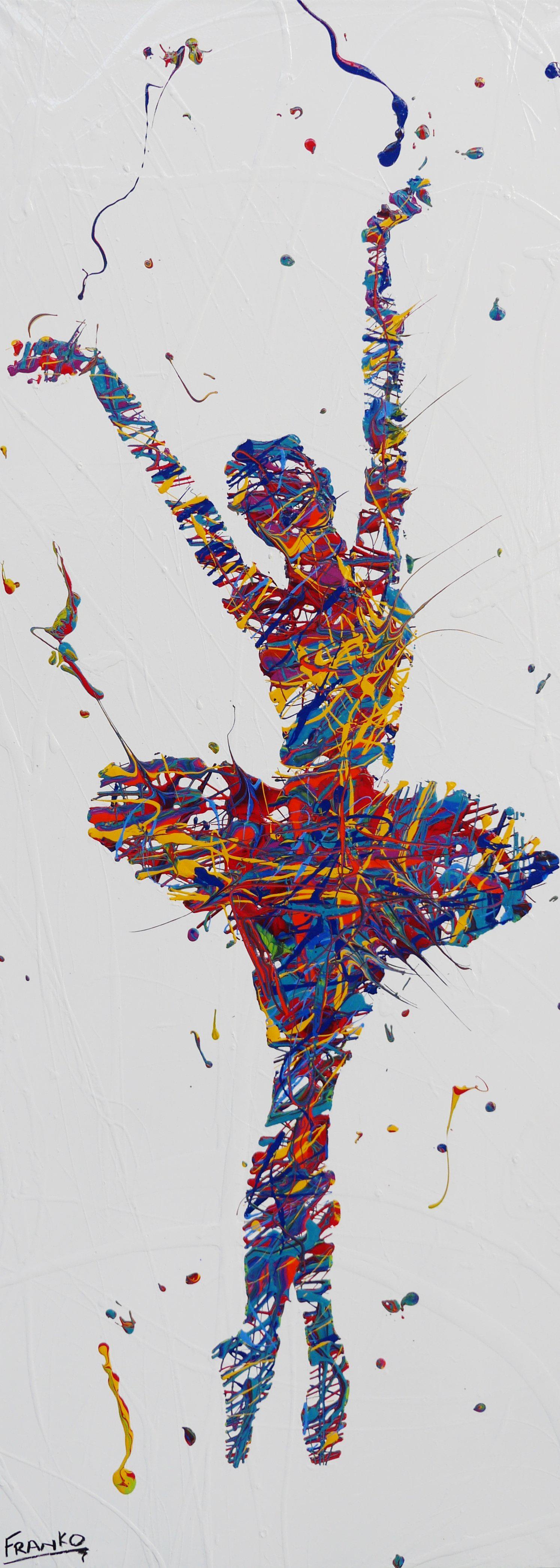 Poise 160cm x 60cm Ballerina Urban Pop Art Painting (SOLD)-urban pop-[Franko_Artist]-[Australian_artist]-[Gold_Coast]-[Brisbane]-[modern]-[contemporary]-[original]-[Large_artwork]-Franklin Art Studio