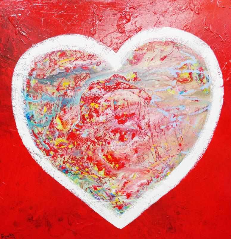 Potpourri 120cm x 120cm Love Heart Pop Art Painting (SOLD)-urban pop-[Franko_Artist]-[Australian_artist]-[Gold_Coast]-[Brisbane]-[modern]-[contemporary]-[original]-[Large_artwork]-Franklin Art Studio