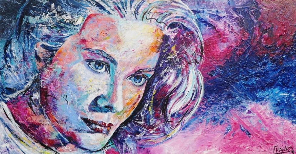 Princess Grace 190cm x 100cm Grace Kelly Painting (SOLD)-abstract realism-[Franko_Artist]-[Australian_artist]-[Gold_Coast]-[Brisbane]-[modern]-[contemporary]-[original]-[Large_artwork]-Franklin Art Studio