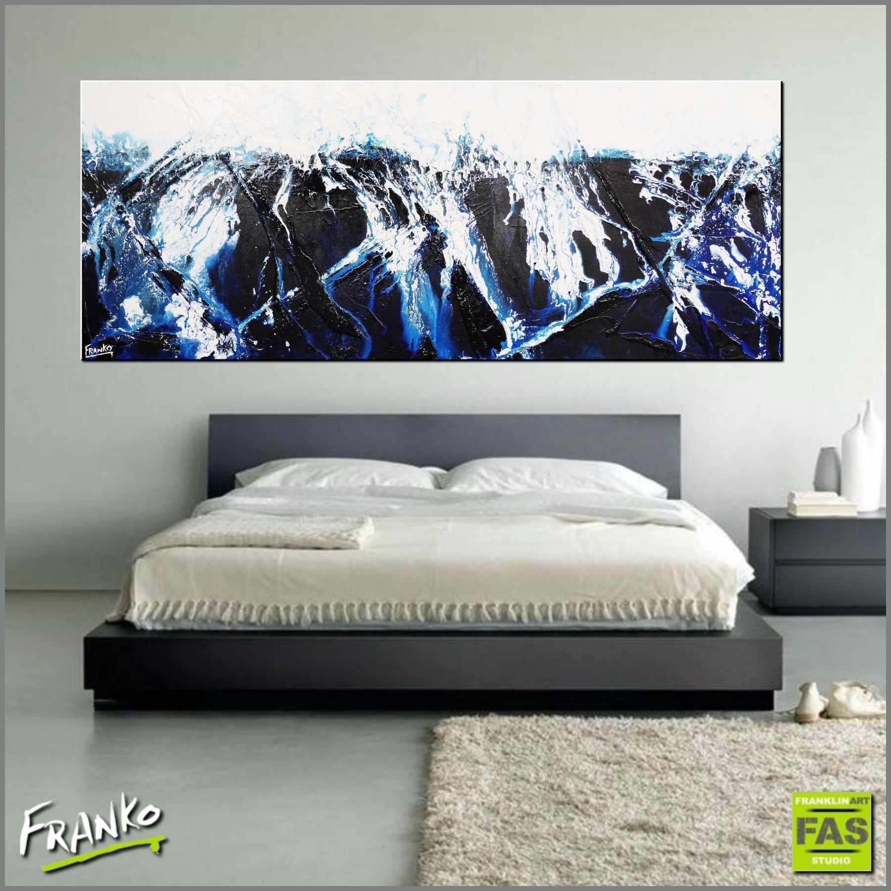 Prussian Blue Crush 200cm x 80cm Blue Abstract Painting (SOLD)-abstract-[Franko_Artist]-[Australian_artist]-[Gold_Coast]-[Brisbane]-[modern]-[contemporary]-[original]-[Large_artwork]-[The_Block]-[Dream_Homes]-[ideas]-[Grand_Designs]-[Art_Lover]-Franklin Art Studio