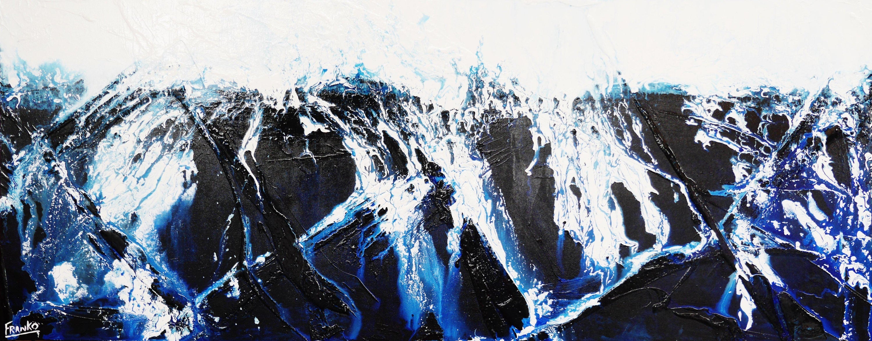 Prussian Blue Crush 200cm x 80cm Blue Abstract Painting (SOLD)-abstract-[Franko_Artist]-[Australian_artist]-[Gold_Coast]-[Brisbane]-[modern]-[contemporary]-[original]-[Large_artwork]-Franklin Art Studio
